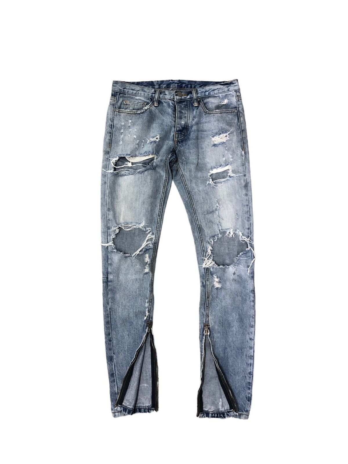 image of Mnml Bondage Punk Skinny Fit Distressed Denim in Blue, Women's (Size 29)