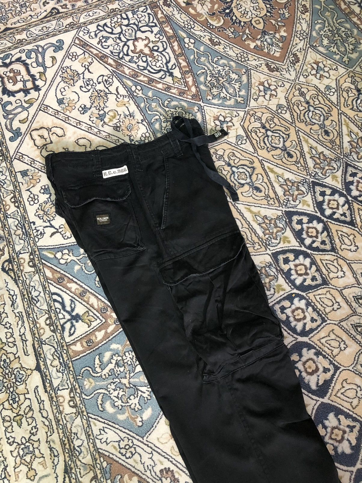 Seditionaries 🥷🏿Vintage Real Crush Loose Fit Cargo Pant Black Size US 31 - 14 Thumbnail