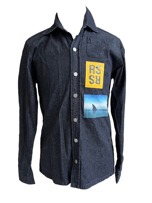 raf simons denim patch shirt