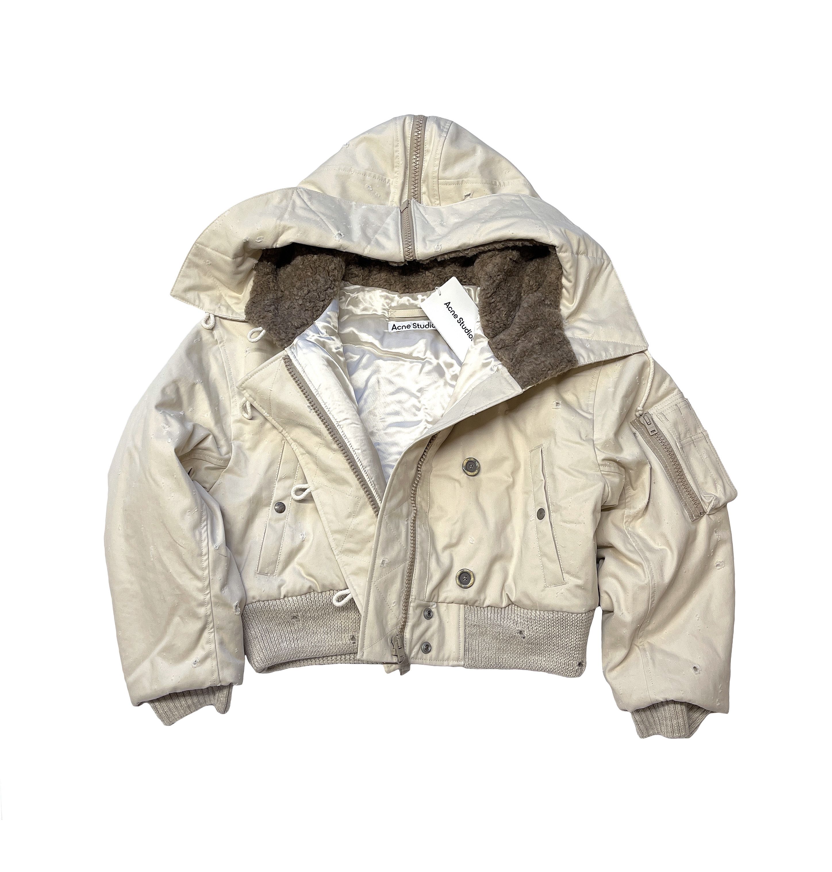 New — Padded Cropped Distressed Jacket