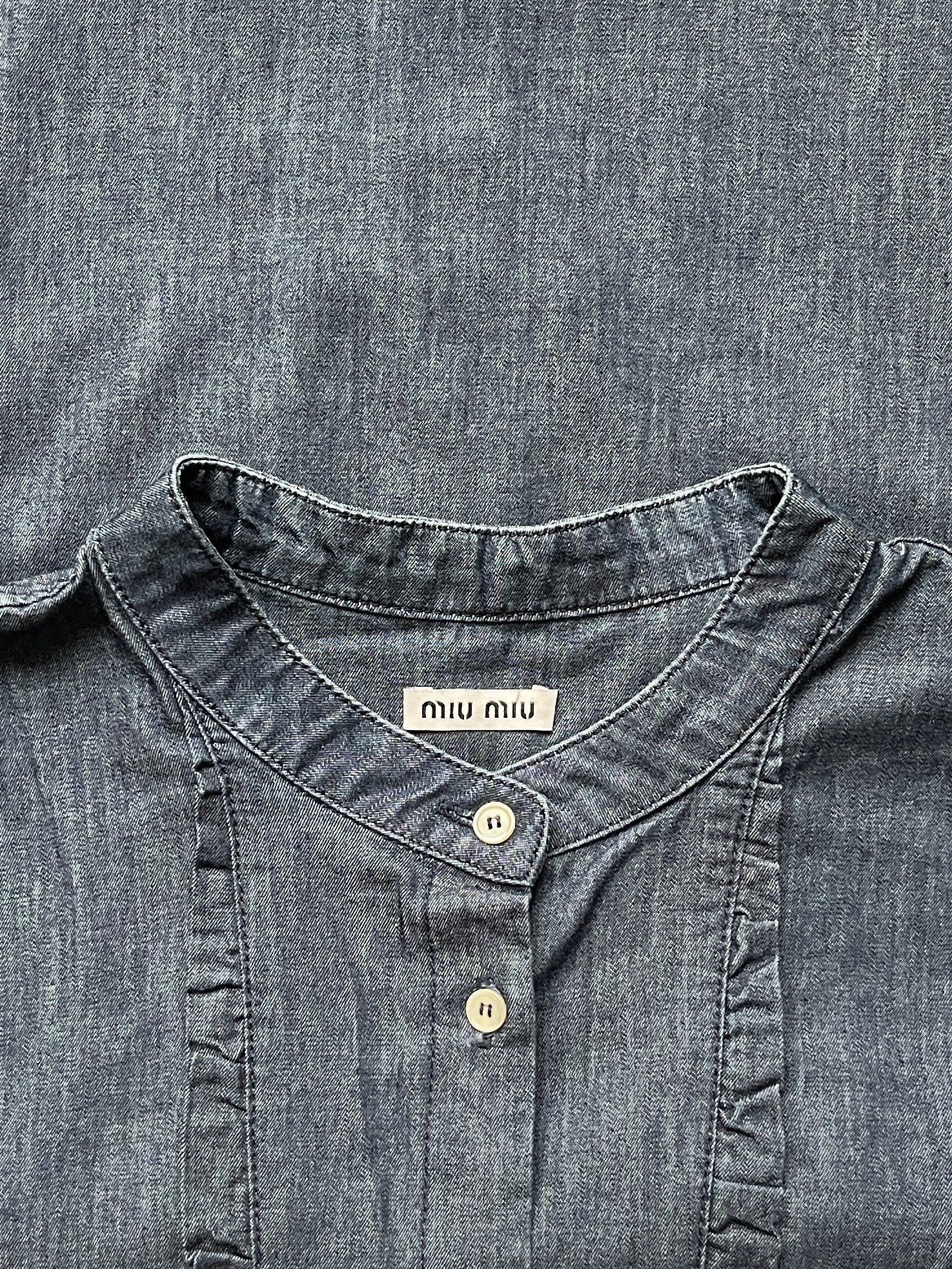 Miu Miu ⚡️QUICK SALE⚡️2011 Miu Miu Blue Button-up Shirt Ruffled Trim Size XL / US 12-14 / IT 48-50 - 3 Thumbnail