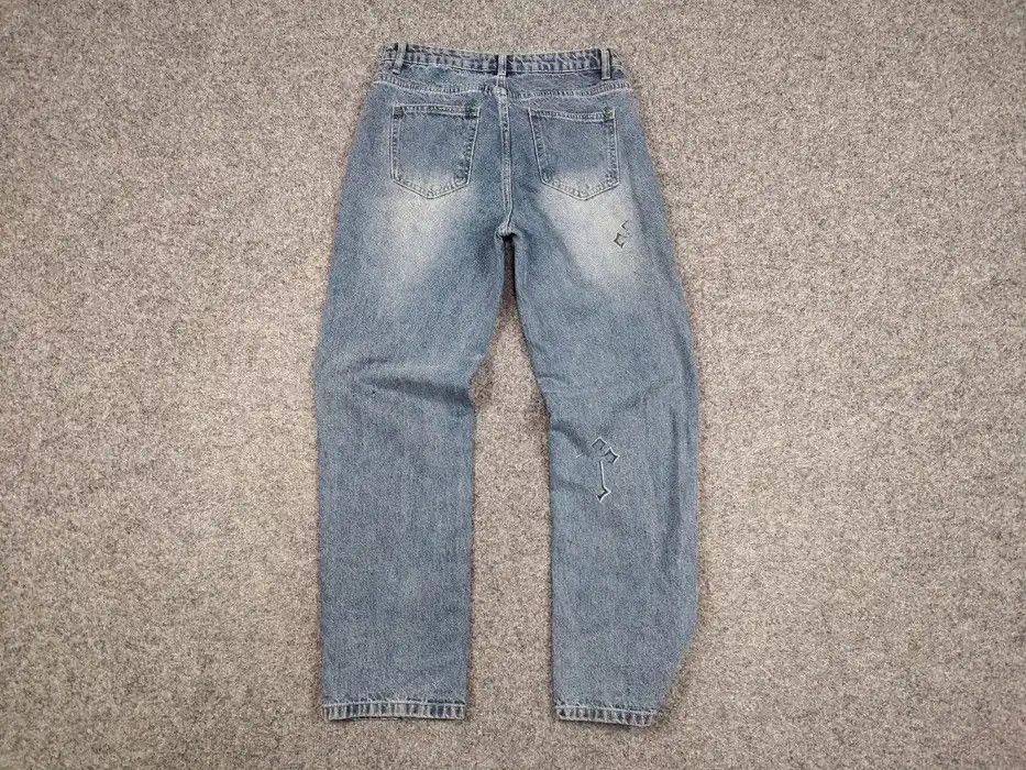 Japanese Brand Vintage Custom Chrome Hearts Print Handmade Denim Jeans Size 28" / US 6 / IT 42 - 7 Thumbnail