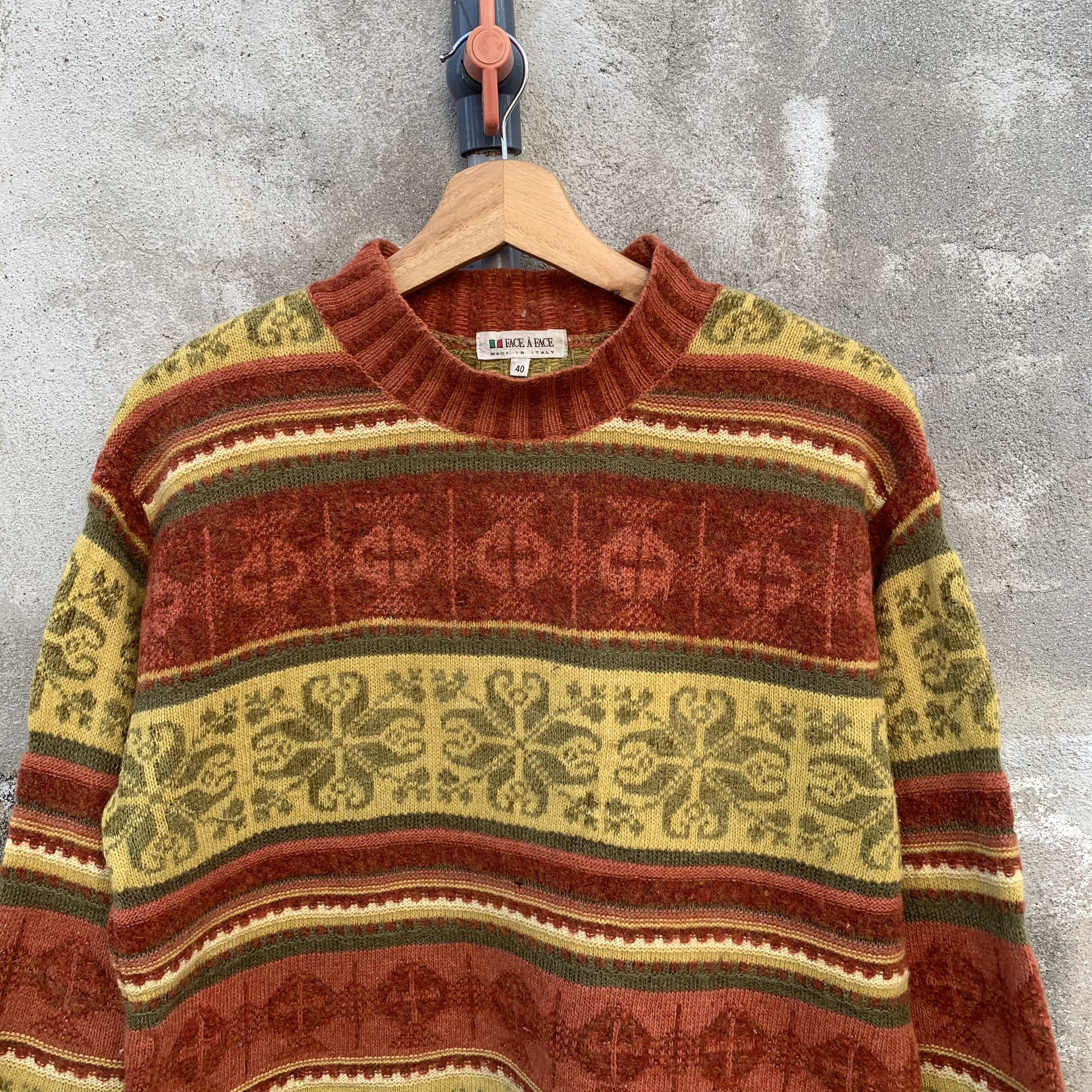 Japanese Brand Vintage Face A Face Knit Wool Arts Pullover Knit Sweater Size US M / EU 48-50 / 2 - 2 Thumbnail