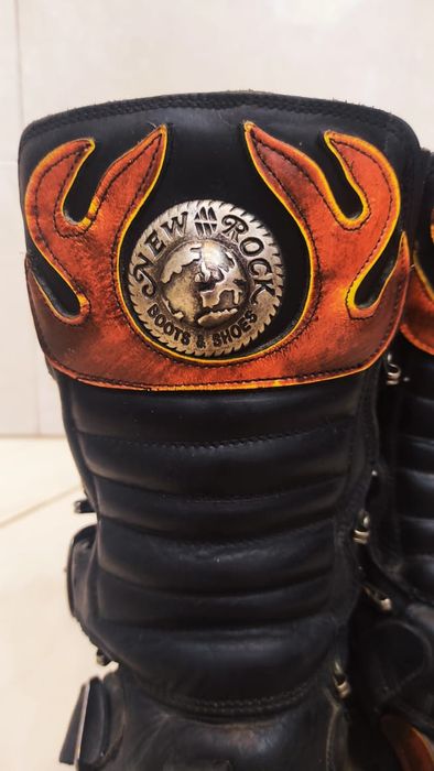 Vintage New Rock Reactor Leather Mid Calf Flame Skull Devil Platform ...