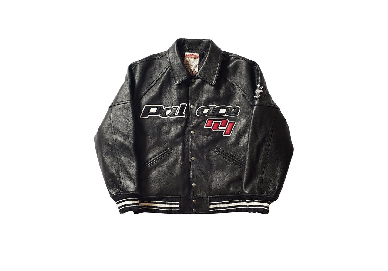 PALACE AVIREX LEATHER JACKET GREY | Parallel