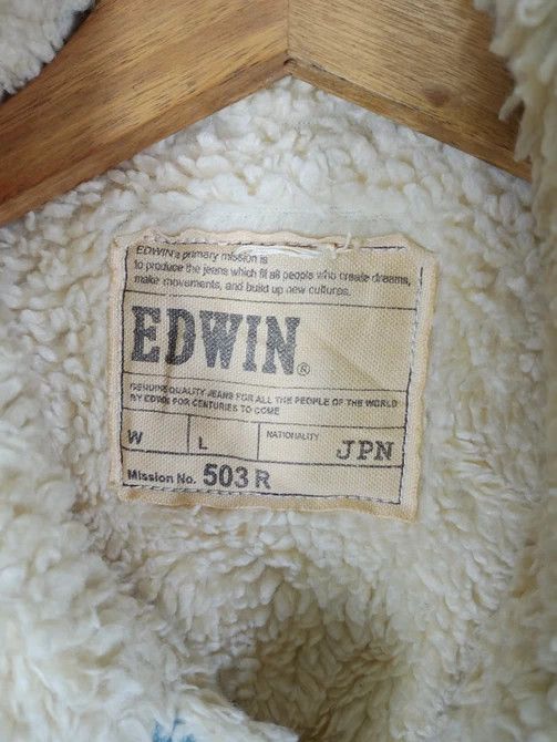 Edwin Vintage Edwin Trucker Denim Sherpa Lining Jacket Size US L / EU 52-54 / 3 - 6 Thumbnail