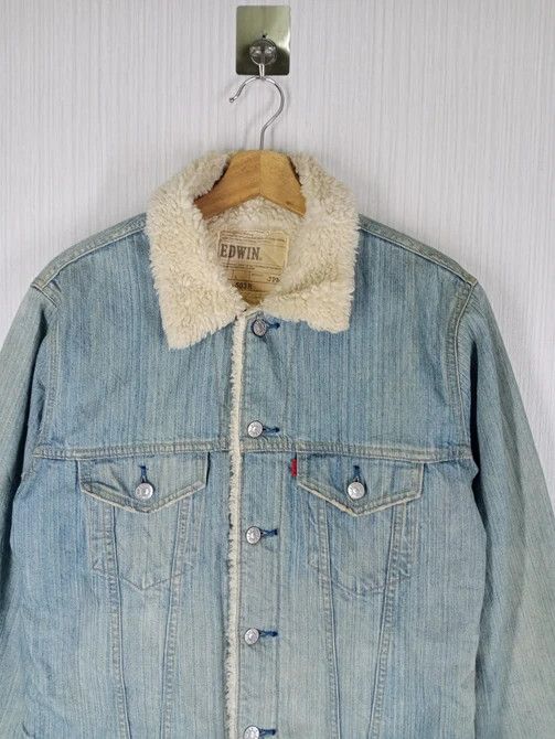 Edwin Vintage Edwin Trucker Denim Sherpa Lining Jacket Size US L / EU 52-54 / 3 - 2 Thumbnail