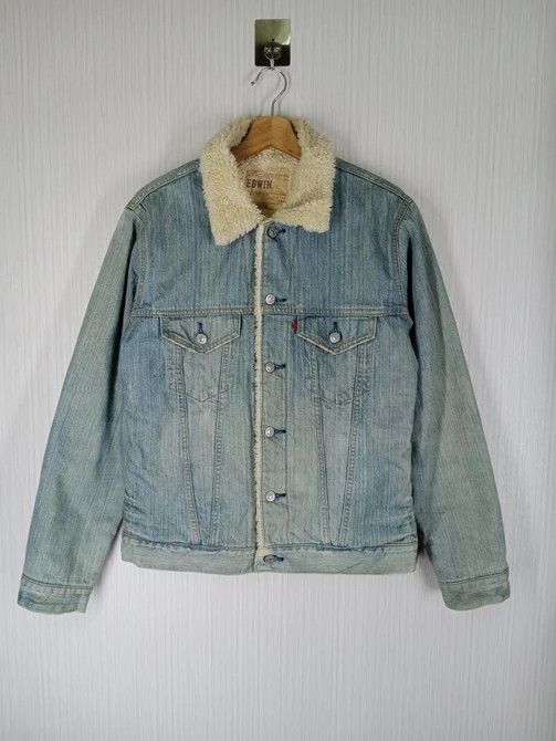 Edwin Vintage Edwin Trucker Denim Sherpa Lining Jacket Size US L / EU 52-54 / 3 - 1 Thumbnail
