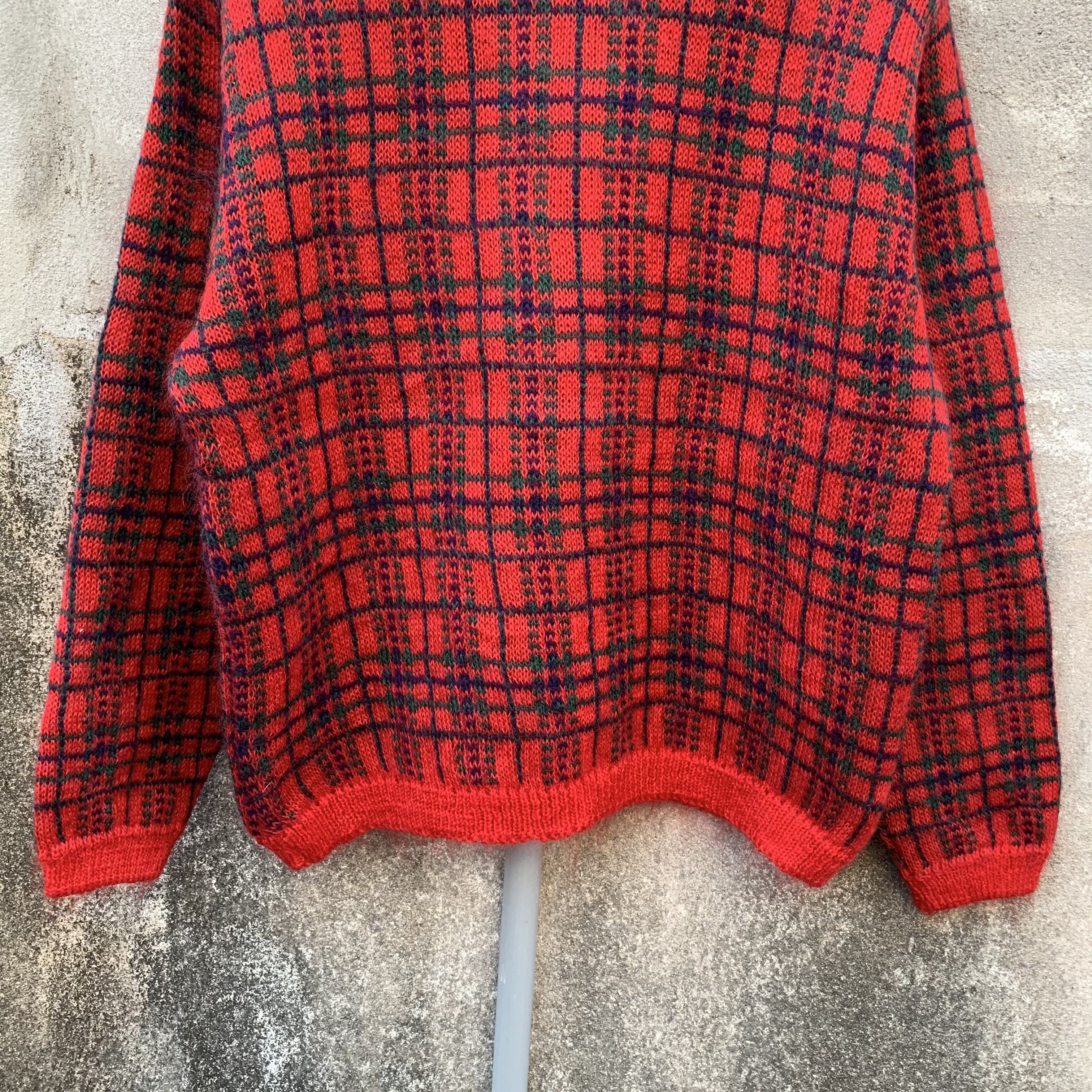 Aran Isles Knitwear SICKS 💥 Mohair Edinburgh Knit Plaid JumperPullover Cardigan Size US M / EU 48-50 / 2 - 10 Thumbnail