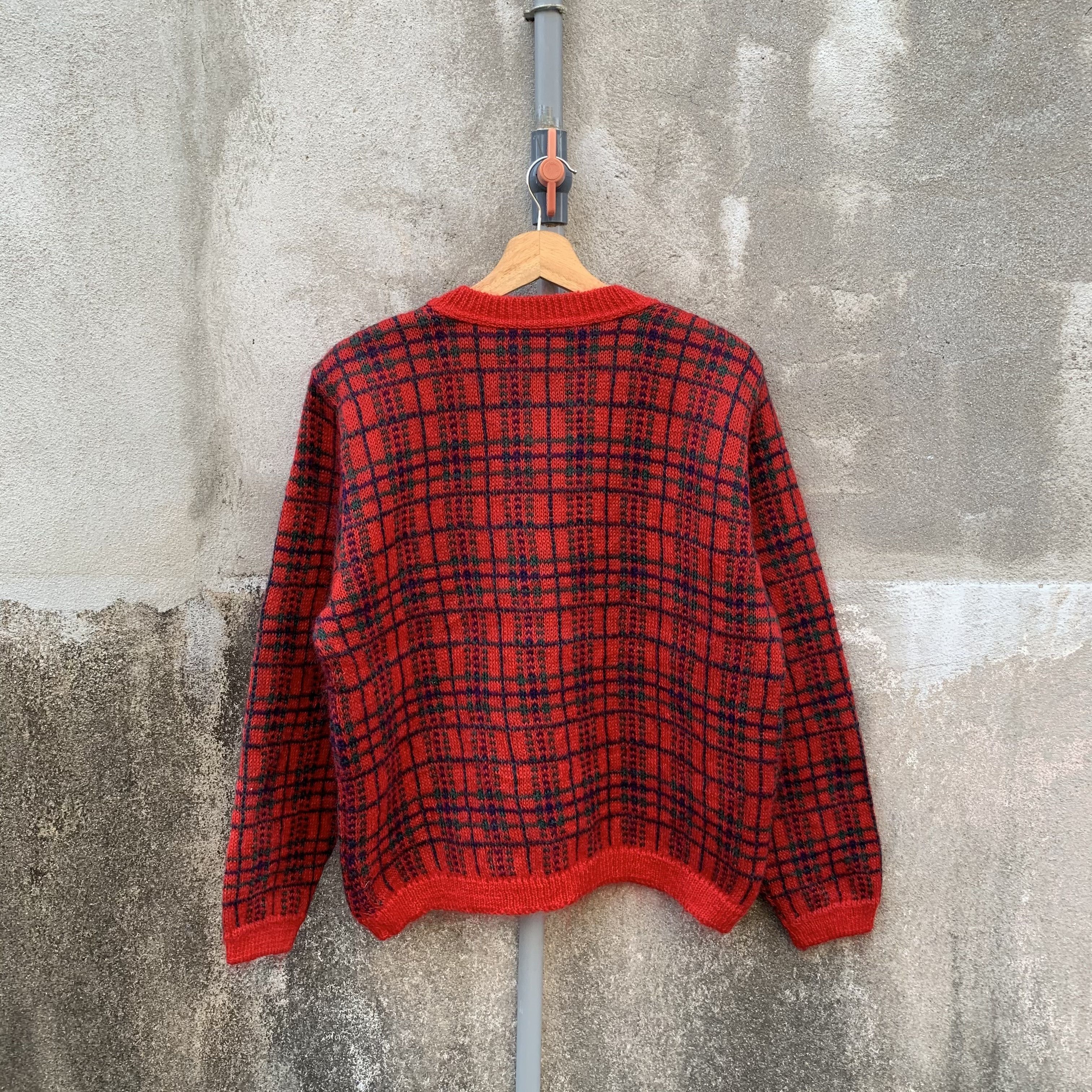 Aran Isles Knitwear SICKS 💥 Mohair Edinburgh Knit Plaid JumperPullover Cardigan Size US M / EU 48-50 / 2 - 8 Thumbnail