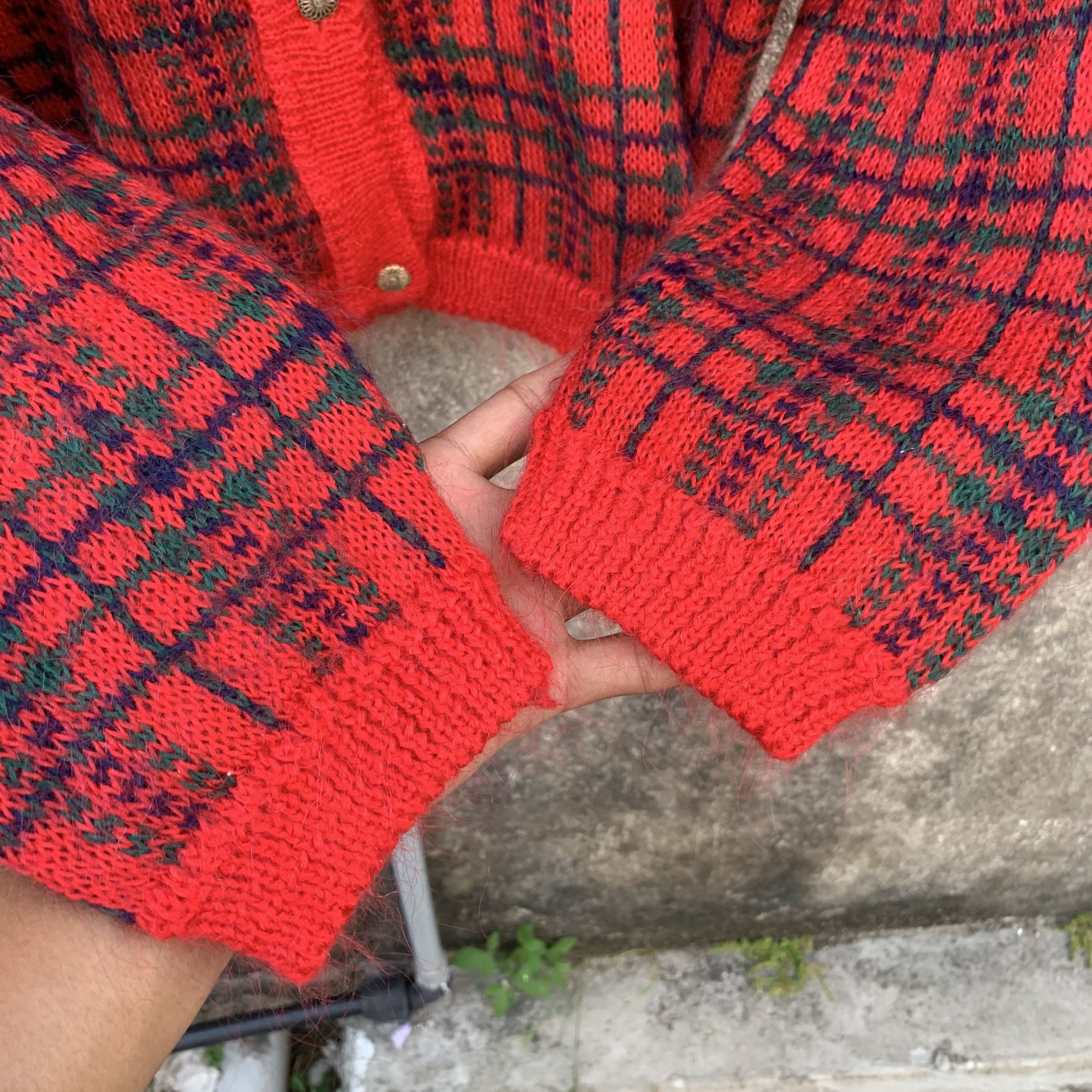 Aran Isles Knitwear SICKS 💥 Mohair Edinburgh Knit Plaid JumperPullover Cardigan Size US M / EU 48-50 / 2 - 7 Thumbnail