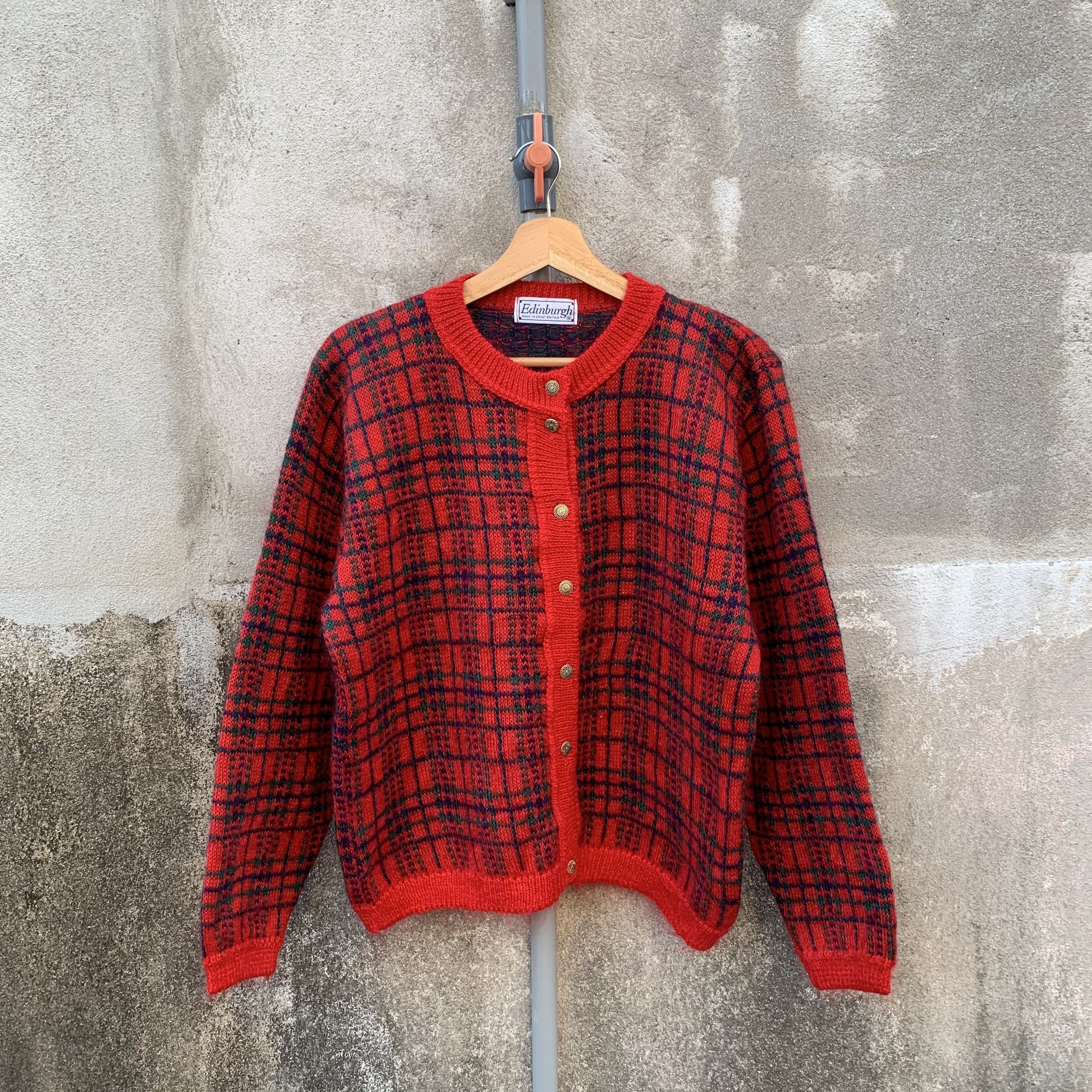 Aran Isles Knitwear SICKS 💥 Mohair Edinburgh Knit Plaid JumperPullover Cardigan Size US M / EU 48-50 / 2 - 1 Thumbnail