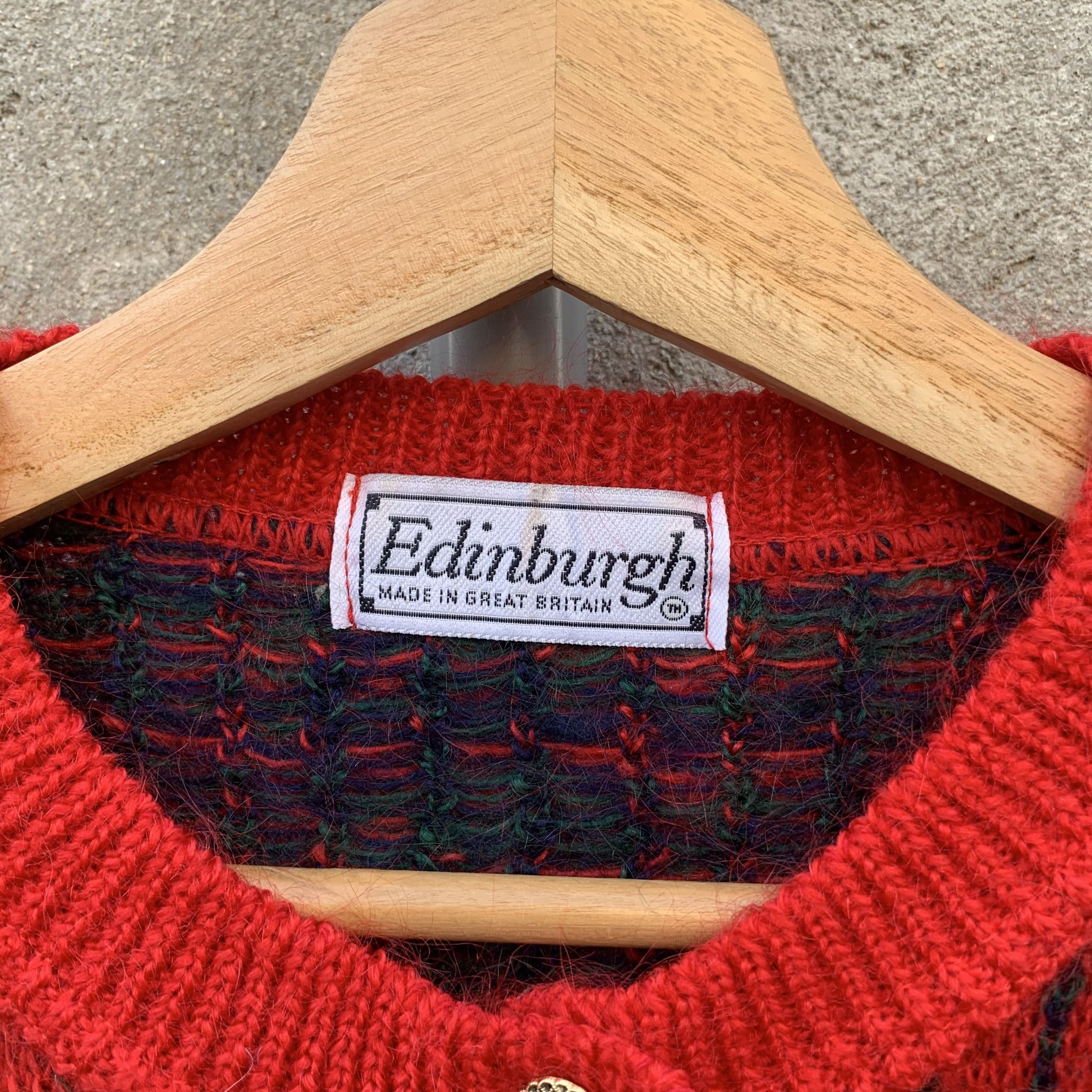 Aran Isles Knitwear SICKS 💥 Mohair Edinburgh Knit Plaid JumperPullover Cardigan Size US M / EU 48-50 / 2 - 5 Thumbnail