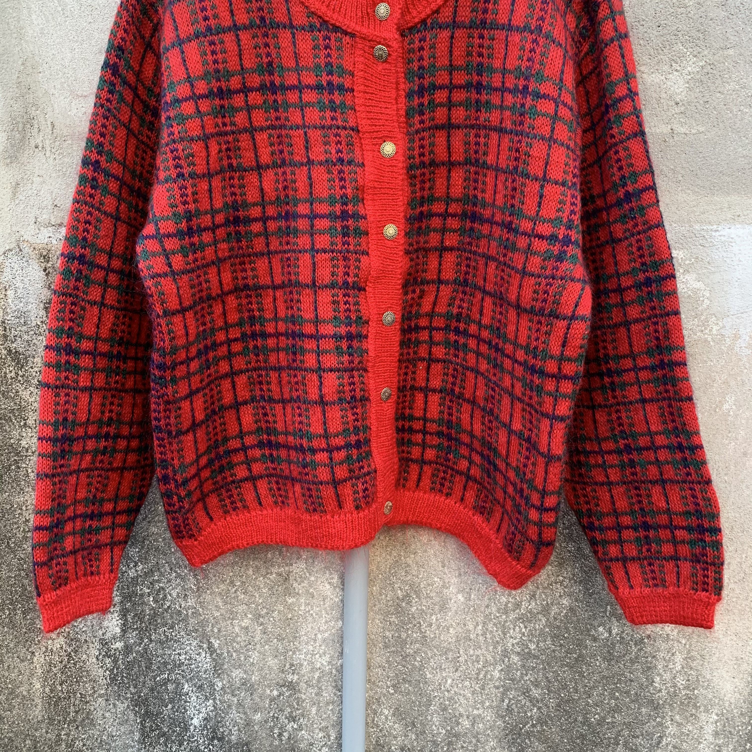 Aran Isles Knitwear SICKS 💥 Mohair Edinburgh Knit Plaid JumperPullover Cardigan Size US M / EU 48-50 / 2 - 3 Thumbnail