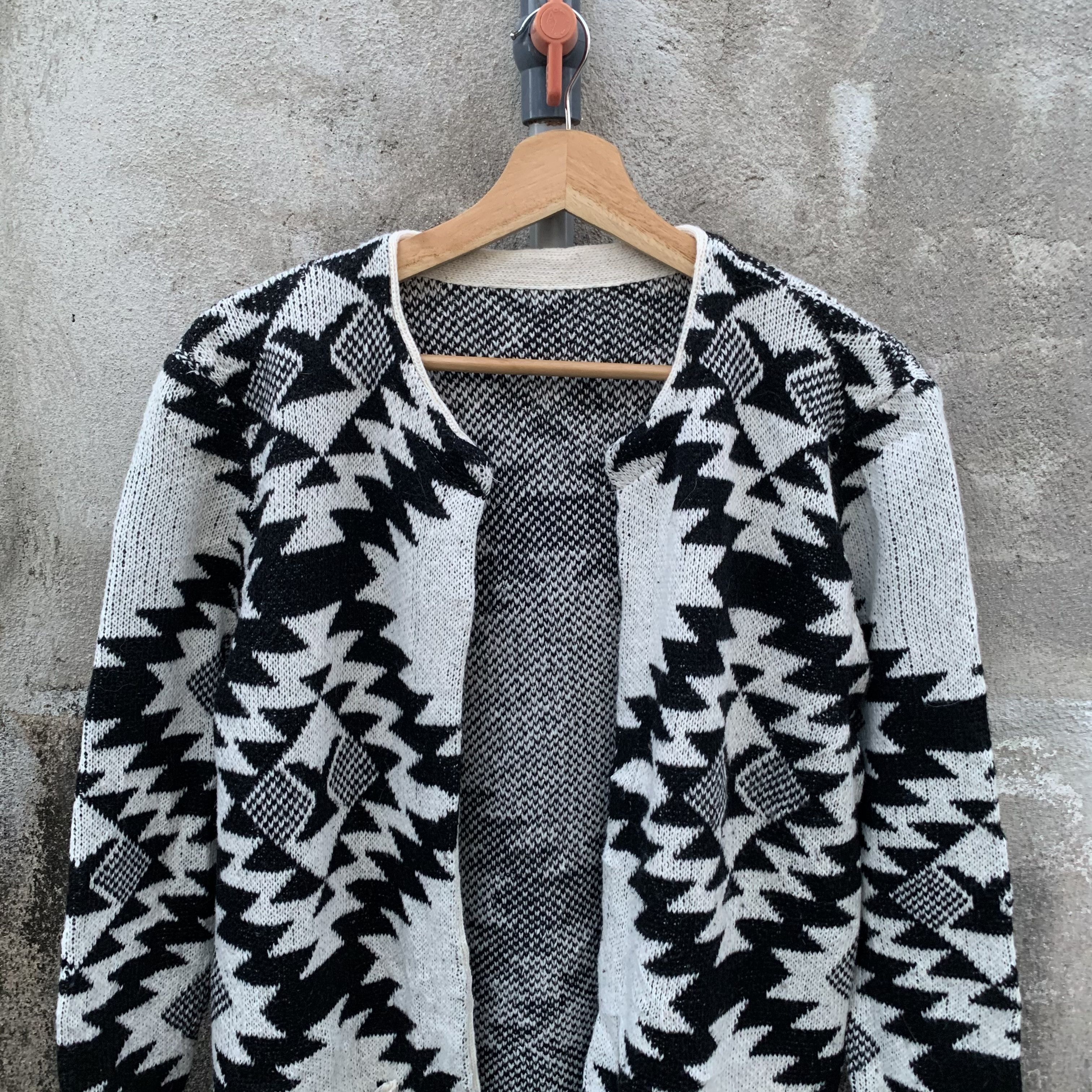 Japanese Brand Knit Long Cardigan Open Aztec Navajo Style Jumper Sweater Size US M / EU 48-50 / 2 - 2 Thumbnail