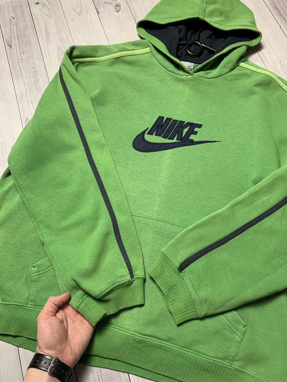 Nike × Vintage Vintage Nike hoodie big logo green size XL Size US XL / EU 56 / 4 - 6 Thumbnail