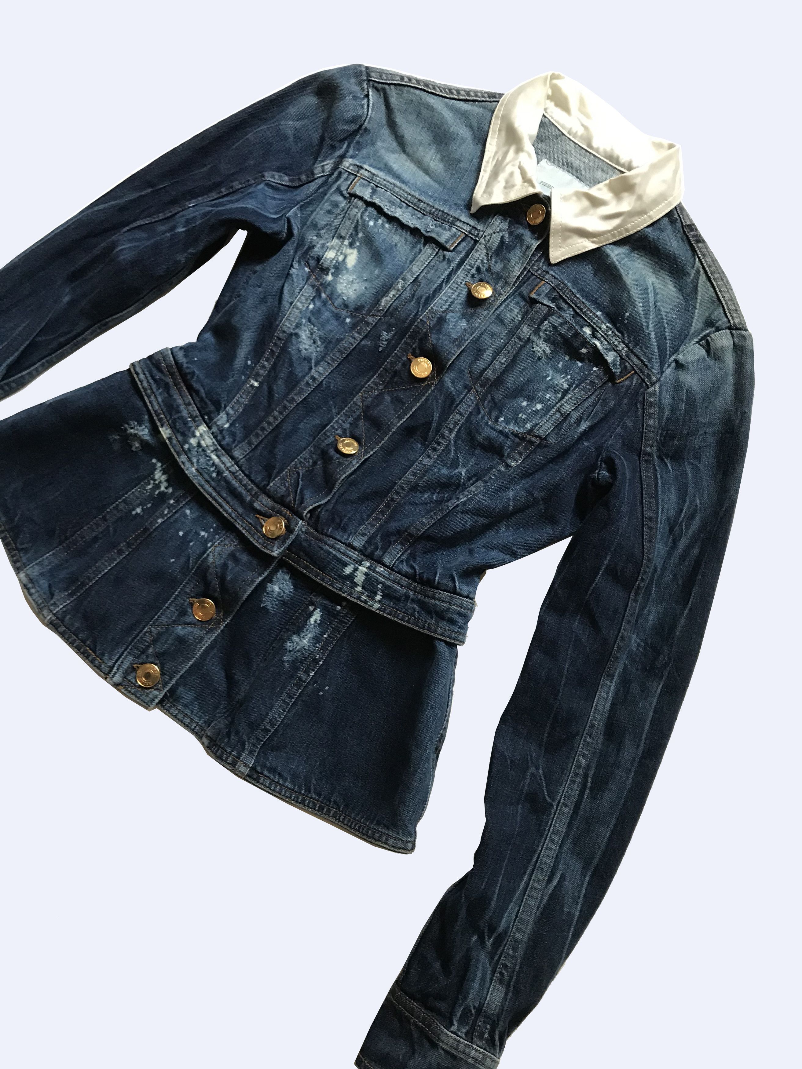 Balmain × Pierre Balmain Pierre BALMAIN W' Denim Distressed Painted Blue Jacket Size M / US 6-8 / IT 42-44 - 3 Thumbnail