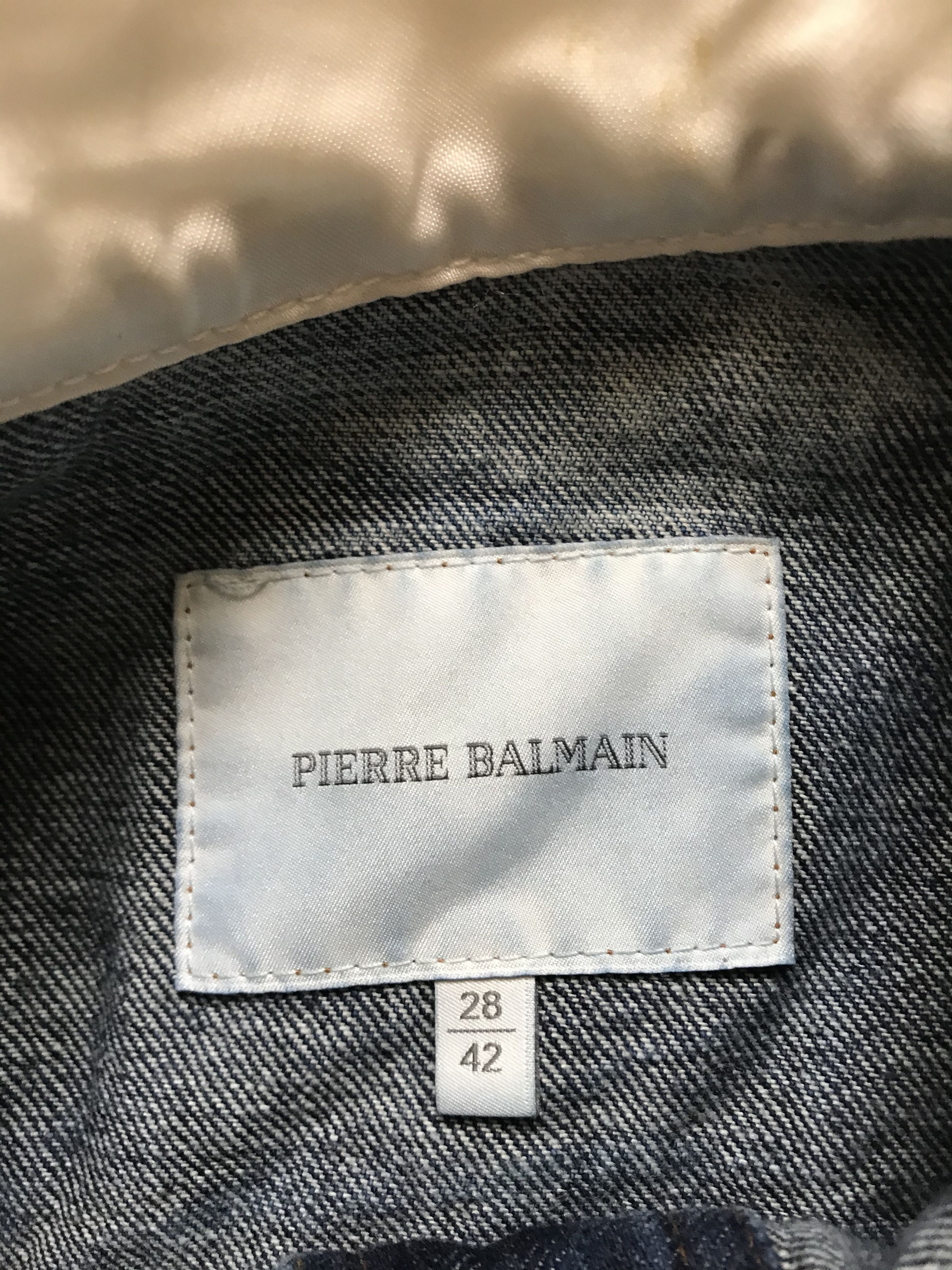 Balmain × Pierre Balmain Pierre BALMAIN W' Denim Distressed Painted Blue Jacket Size M / US 6-8 / IT 42-44 - 14 Thumbnail