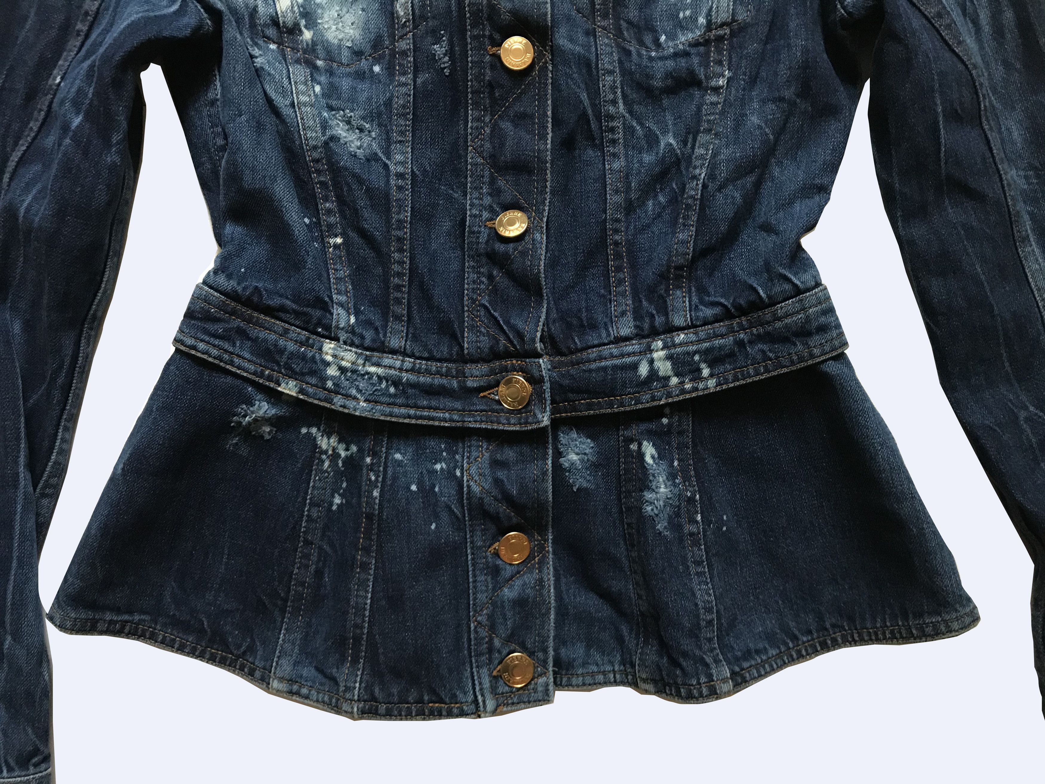 Balmain × Pierre Balmain Pierre BALMAIN W' Denim Distressed Painted Blue Jacket Size M / US 6-8 / IT 42-44 - 12 Thumbnail