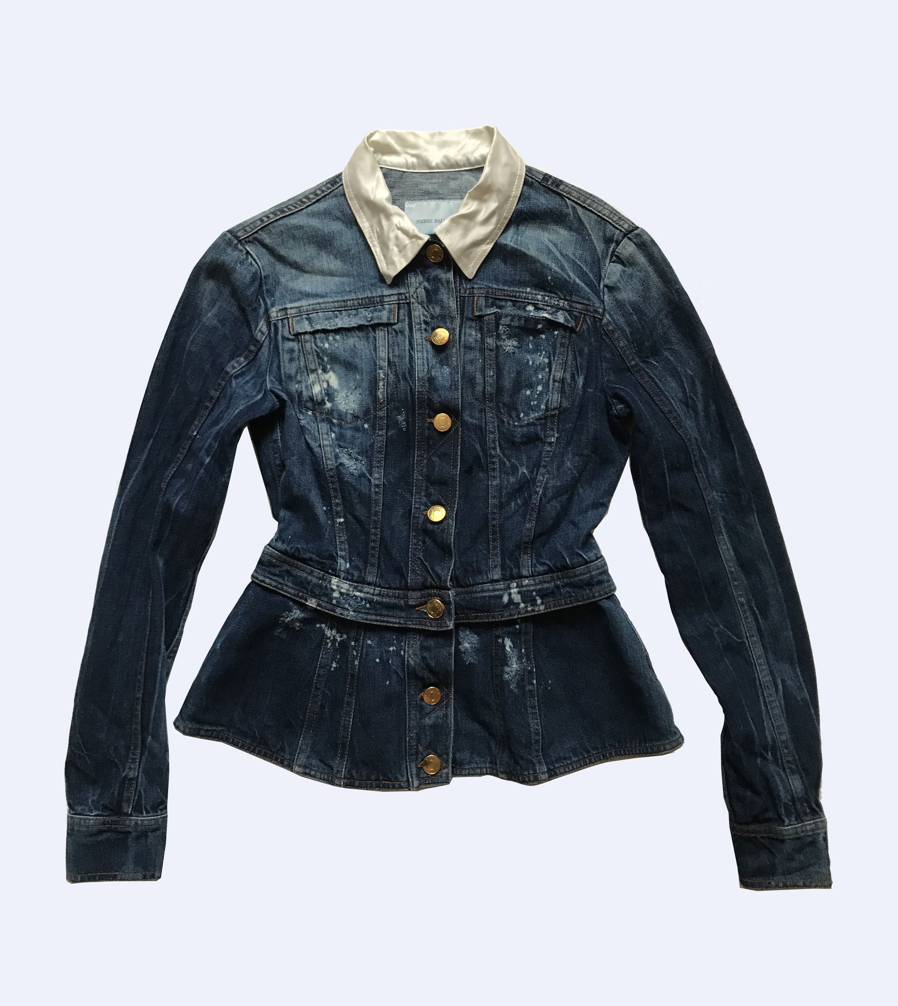 Balmain × Pierre Balmain Pierre BALMAIN W' Denim Distressed Painted Blue Jacket Size M / US 6-8 / IT 42-44 - 1 Thumbnail