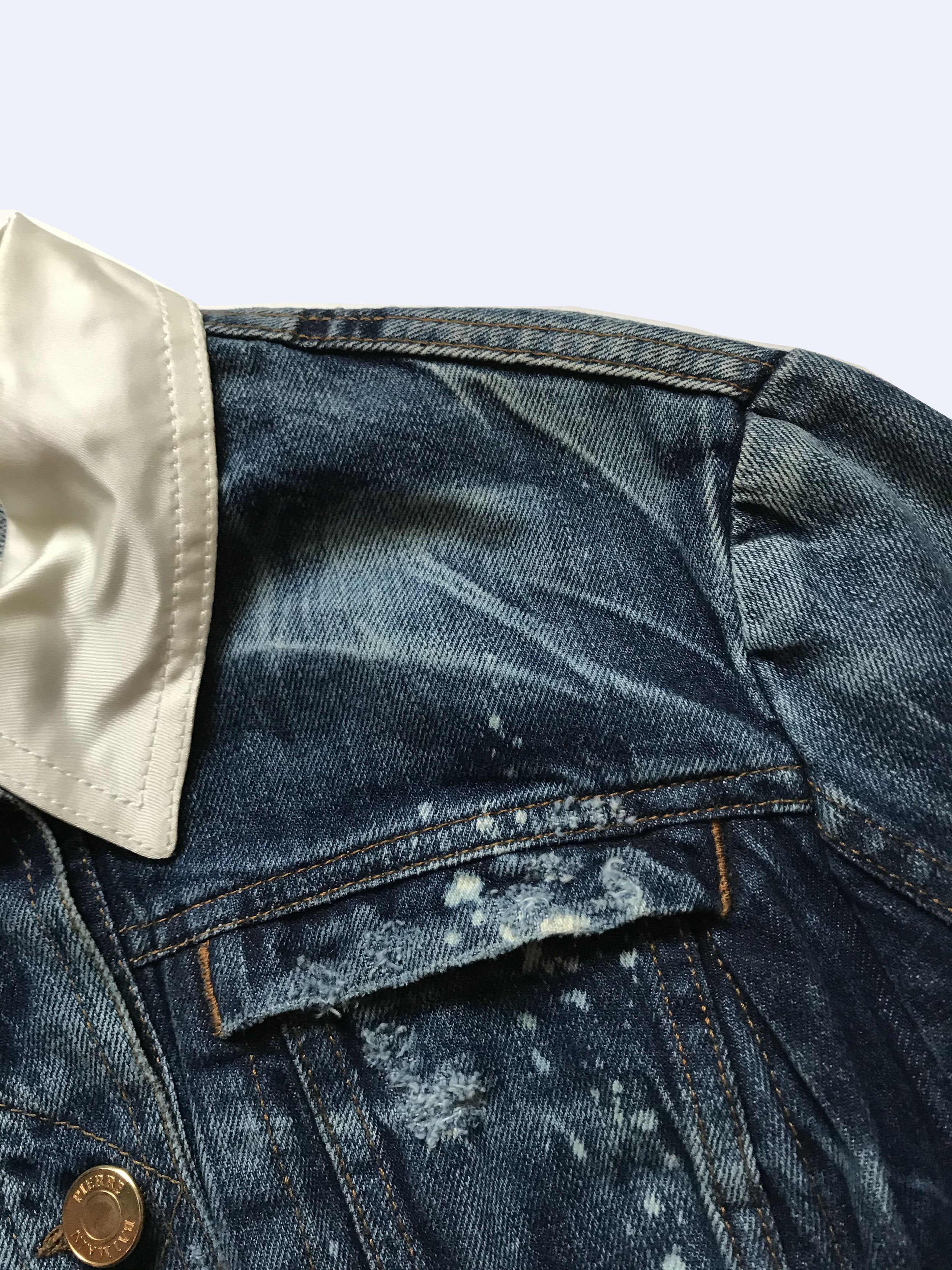 Balmain × Pierre Balmain Pierre BALMAIN W' Denim Distressed Painted Blue Jacket Size M / US 6-8 / IT 42-44 - 15 Thumbnail