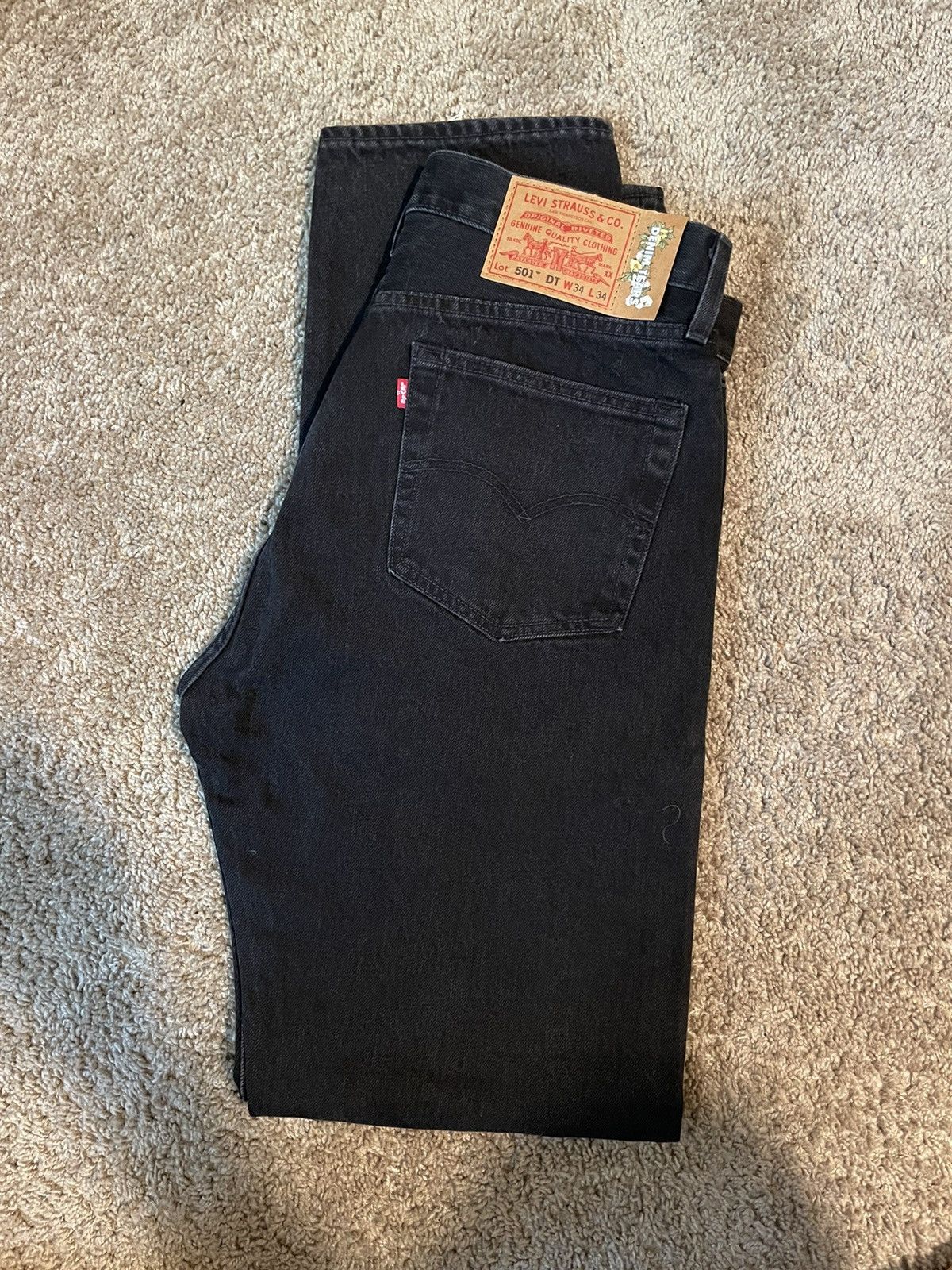 image of Denim Tears Plain Jane Levis in Black, Men's (Size 34)