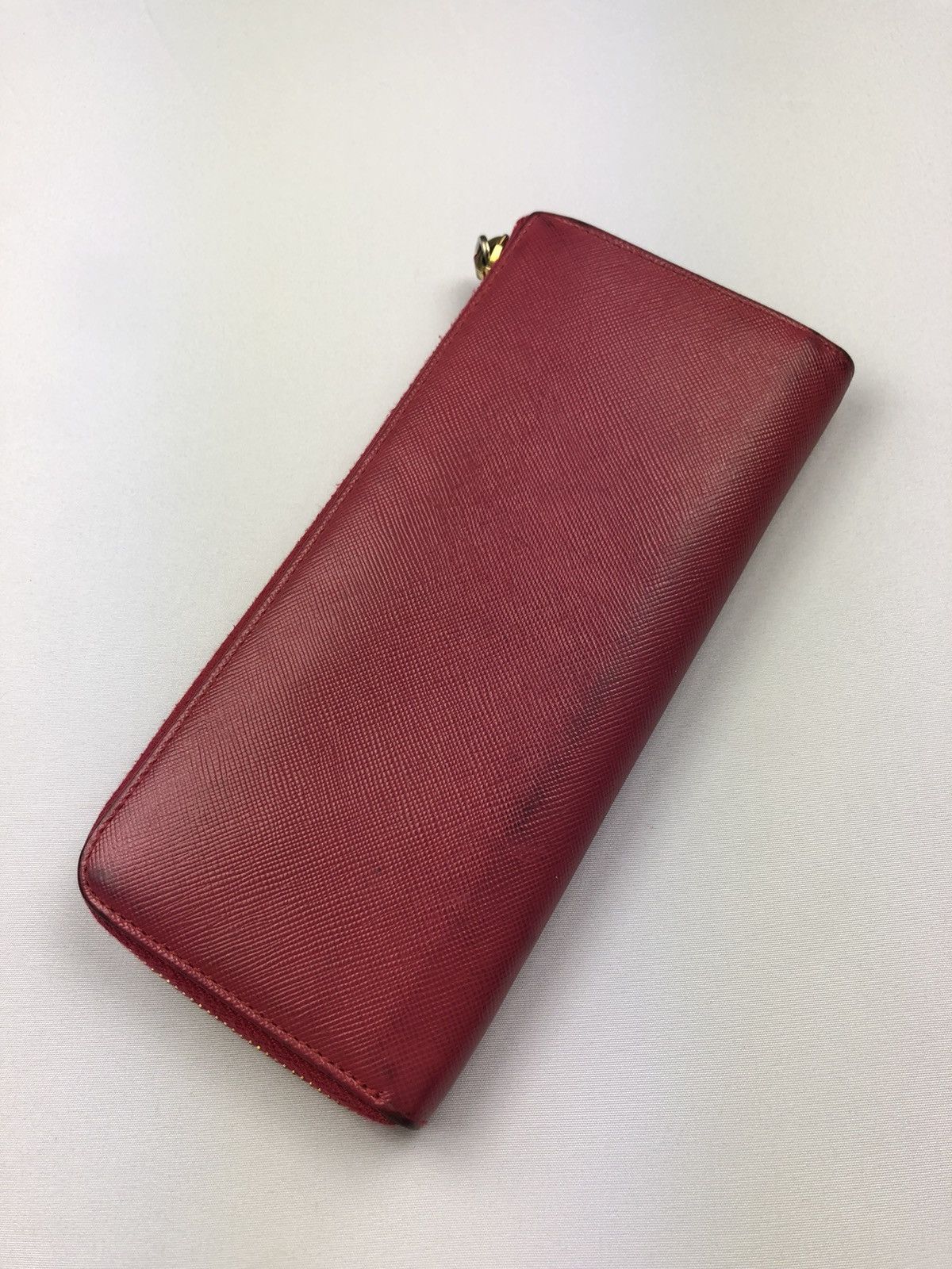 Prada saffiano metal leather zippy wallet