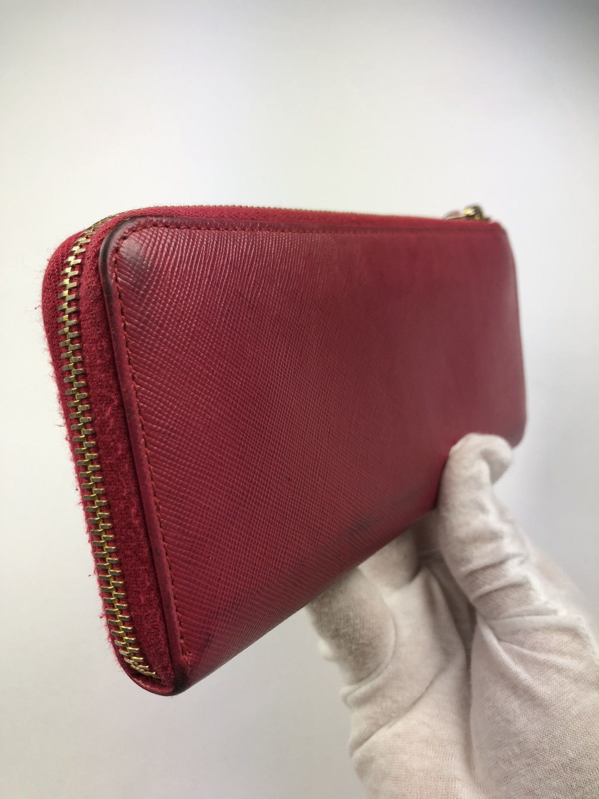 Prada saffiano metal leather zippy wallet