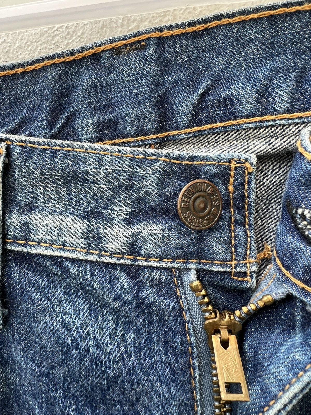 Freewheelers × The Flat Head × The Real McCoy's Hipsters Reunion 646 Distress Fade Blue Denim Flare Jeans Size US 31 - 8 Thumbnail