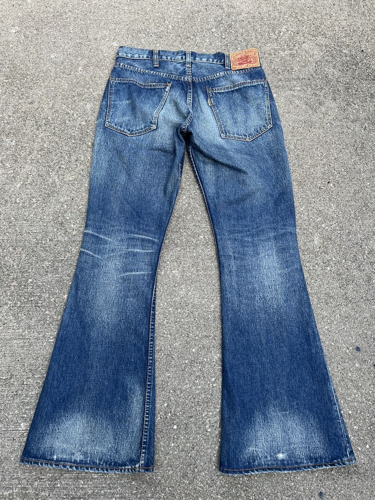 Freewheelers × The Flat Head × The Real McCoy's Hipsters Reunion 646 Distress Fade Blue Denim Flare Jeans Size US 31 - 5 Thumbnail
