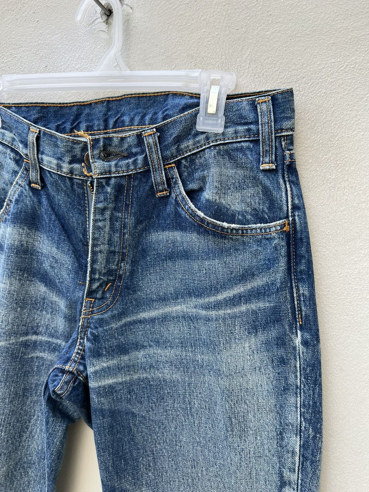 Freewheelers × The Flat Head × The Real McCoy's Hipsters Reunion 646 Distress Fade Blue Denim Flare Jeans Size US 31 - 12 Thumbnail