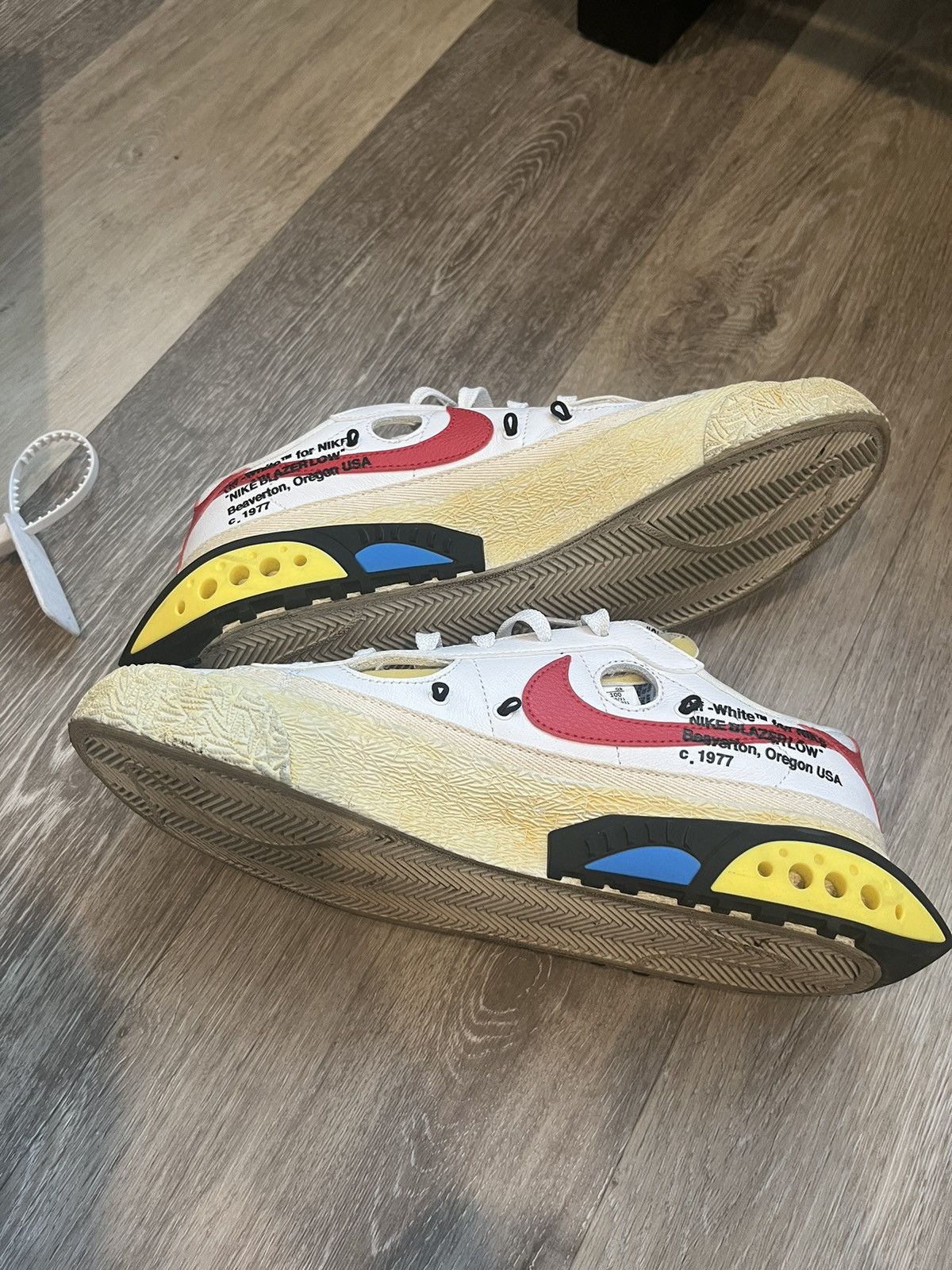 Nike × Off-White Off White Nike Blazer Low University Red Size US 9 / EU 42 - 4 Thumbnail