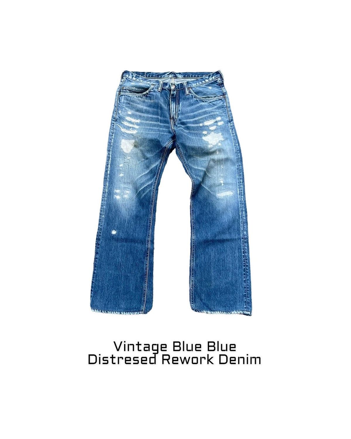 Image of Stealsvintage Blue Blue Japan Distresed Rework Denim, Men's (Size 35)