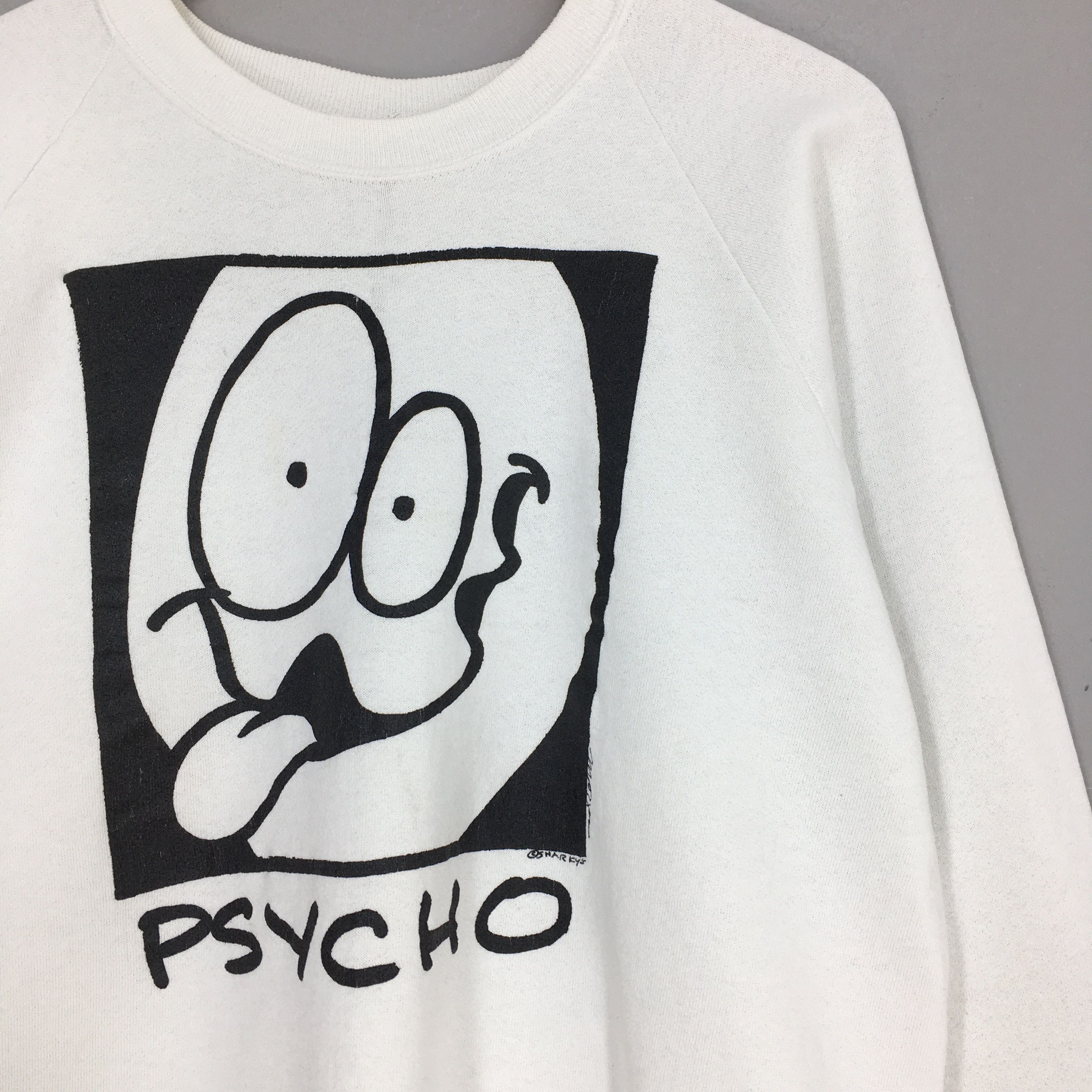 Fruit Of The Loom Vintage Psycho Emoji Sharkys Sweatshirt XLarge Size US XL / EU 56 / 4 - 2 Thumbnail