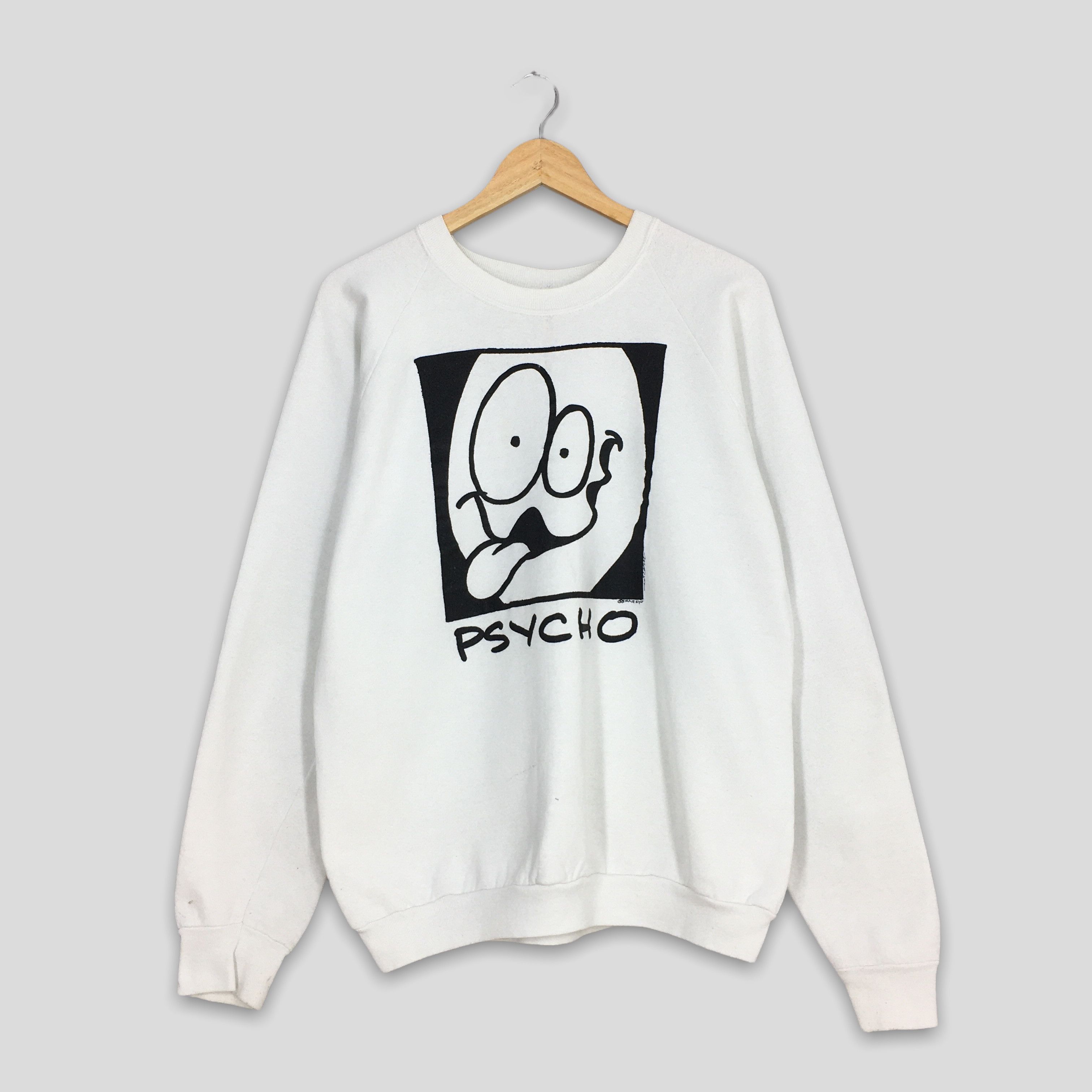 Fruit Of The Loom Vintage Psycho Emoji Sharkys Sweatshirt XLarge Size US XL / EU 56 / 4 - 1 Thumbnail