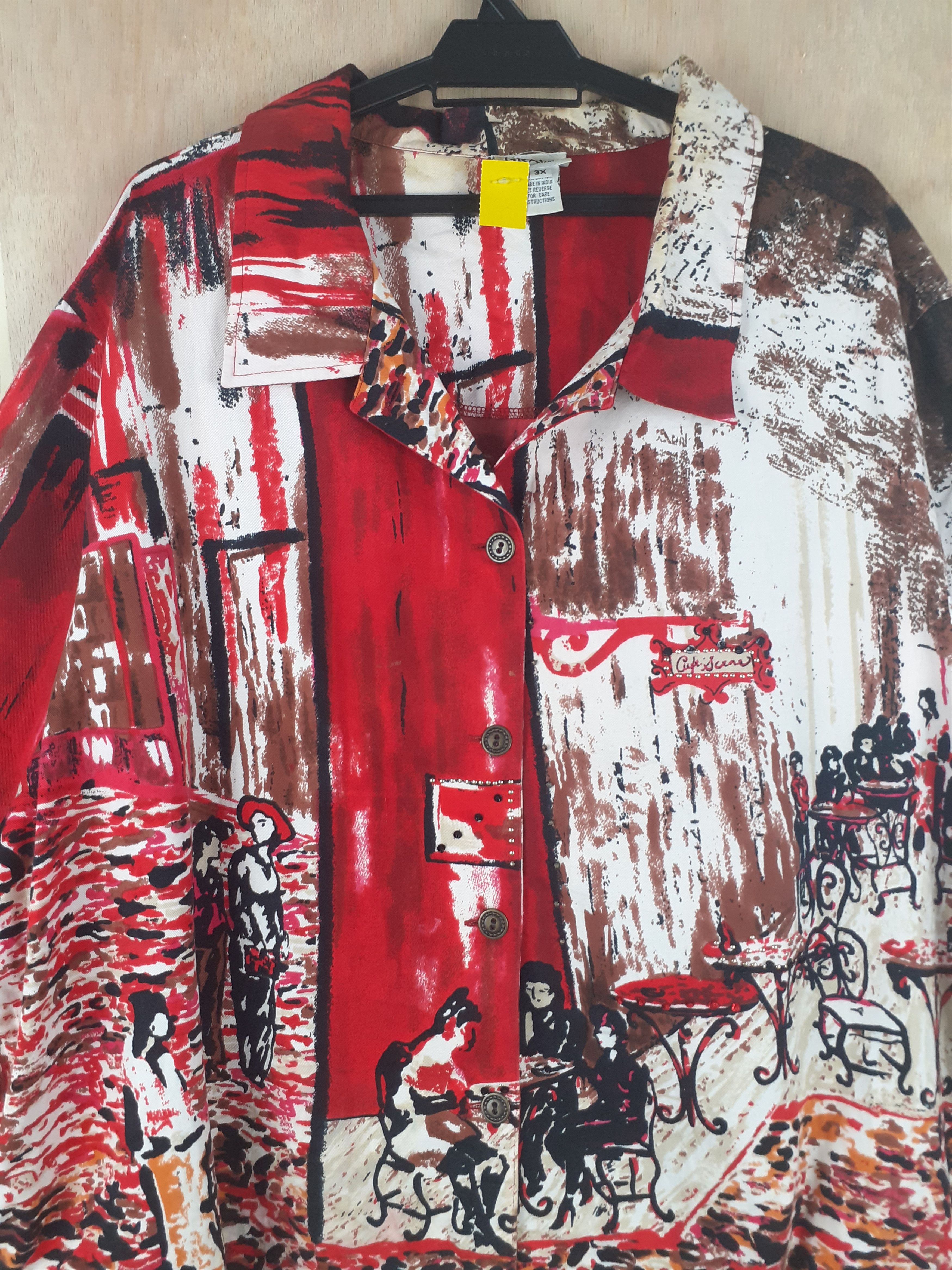 Vintage DLL Graff Art vintage painter Red Shirt #A2554 Size XXL / US 16-18 / IT 52-54 - 2 Thumbnail