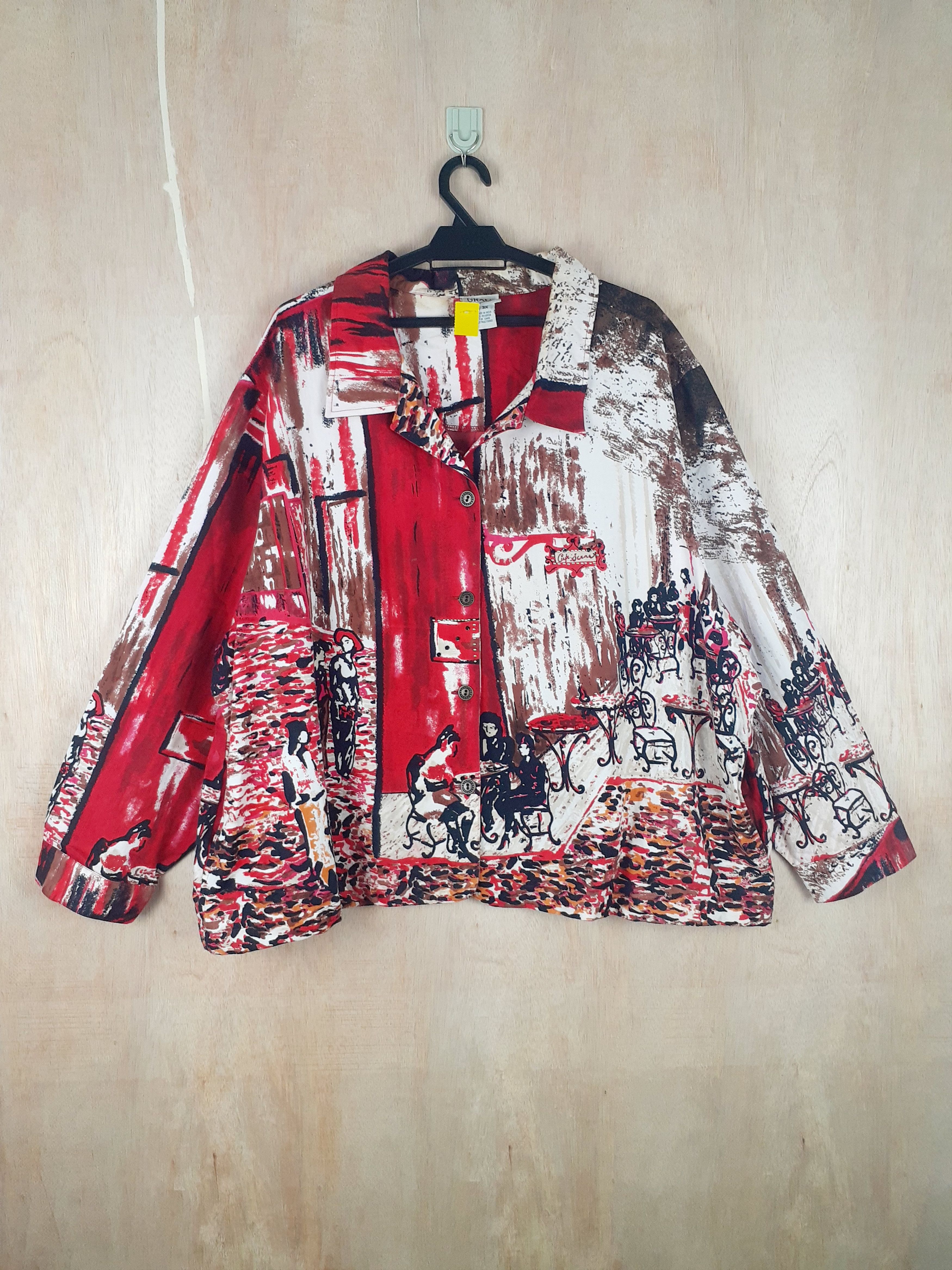 Vintage DLL Graff Art vintage painter Red Shirt #A2554 Size XXL / US 16-18 / IT 52-54 - 1 Thumbnail
