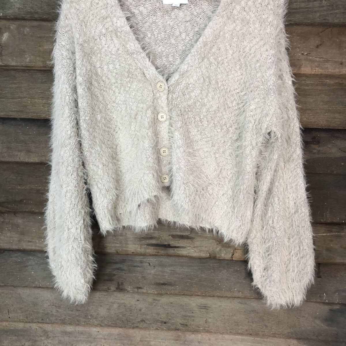 Homespun Knitwear DL Colony Grey Shaggy Fur Mohair Cardigan knitwear #6957 Size M / US 6-8 / IT 42-44 - 3 Thumbnail