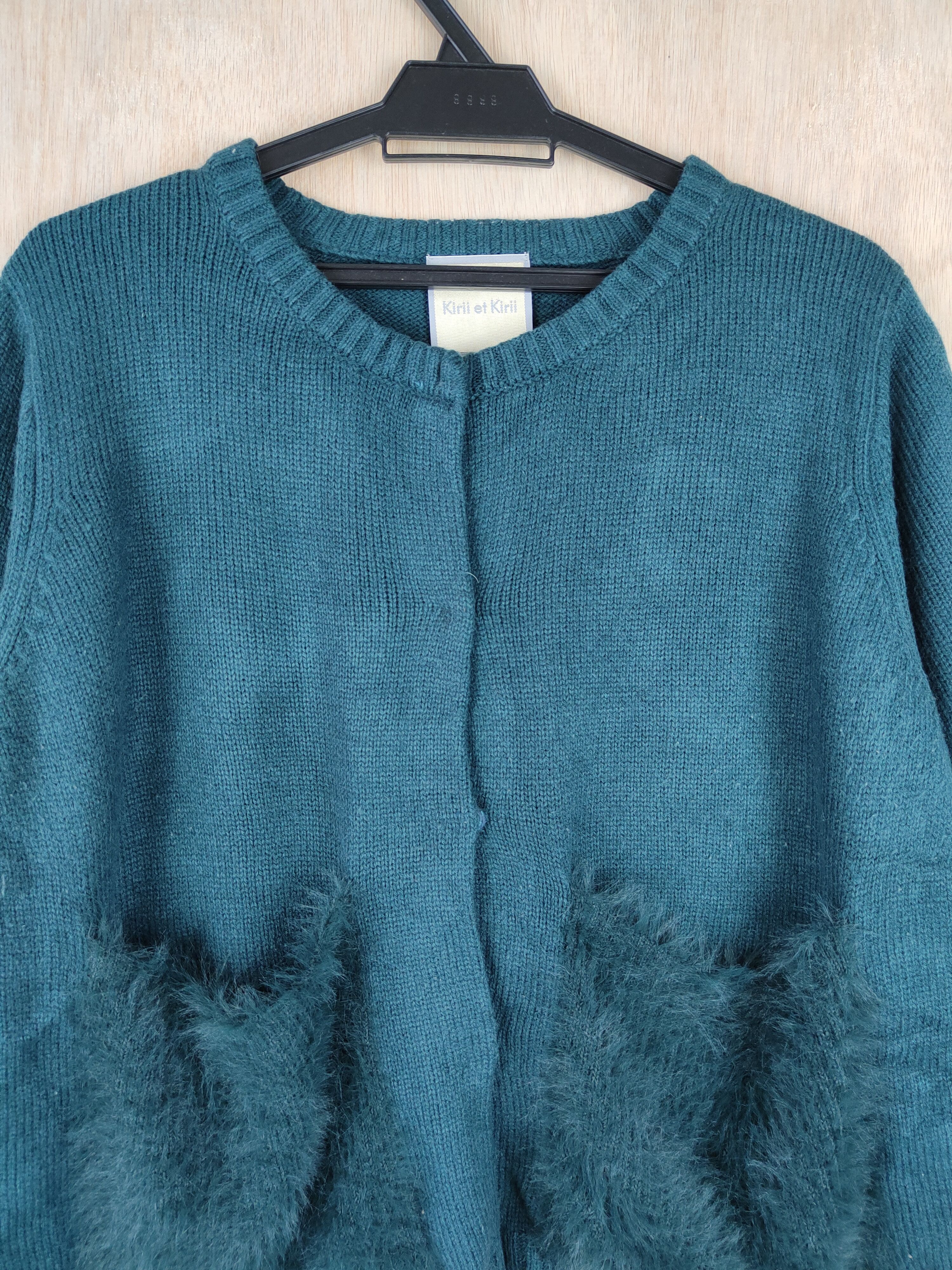 Homespun Knitwear × Japanese Brand Kirii et Kirii Green double pocket cardigan Knitwear #4287 Size L / US 10 / IT 46 - 2 Thumbnail