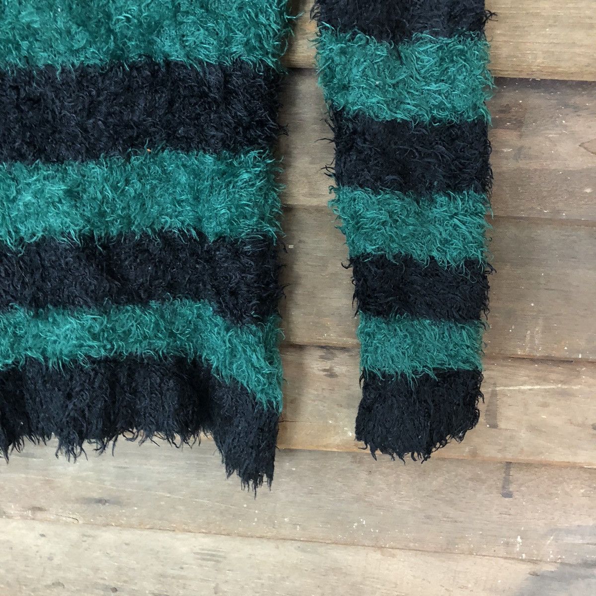 Vintage Dosch stripe Green Shag Shaggy Fur Mohair Knitwear #6958 Size M / US 6-8 / IT 42-44 - 5 Thumbnail