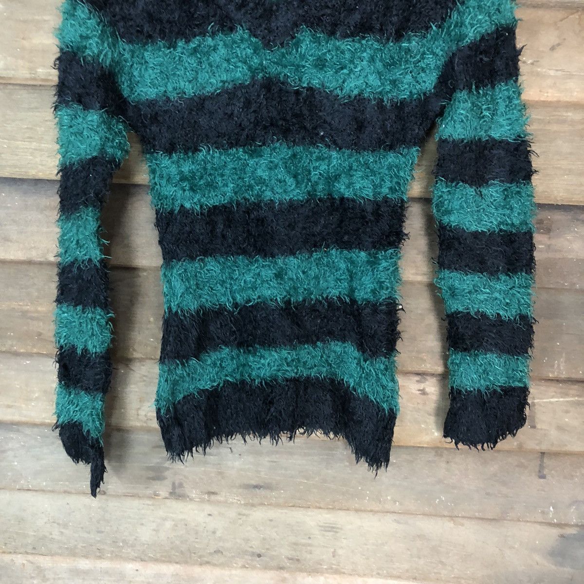 Vintage Dosch stripe Green Shag Shaggy Fur Mohair Knitwear #6958 Size M / US 6-8 / IT 42-44 - 3 Thumbnail