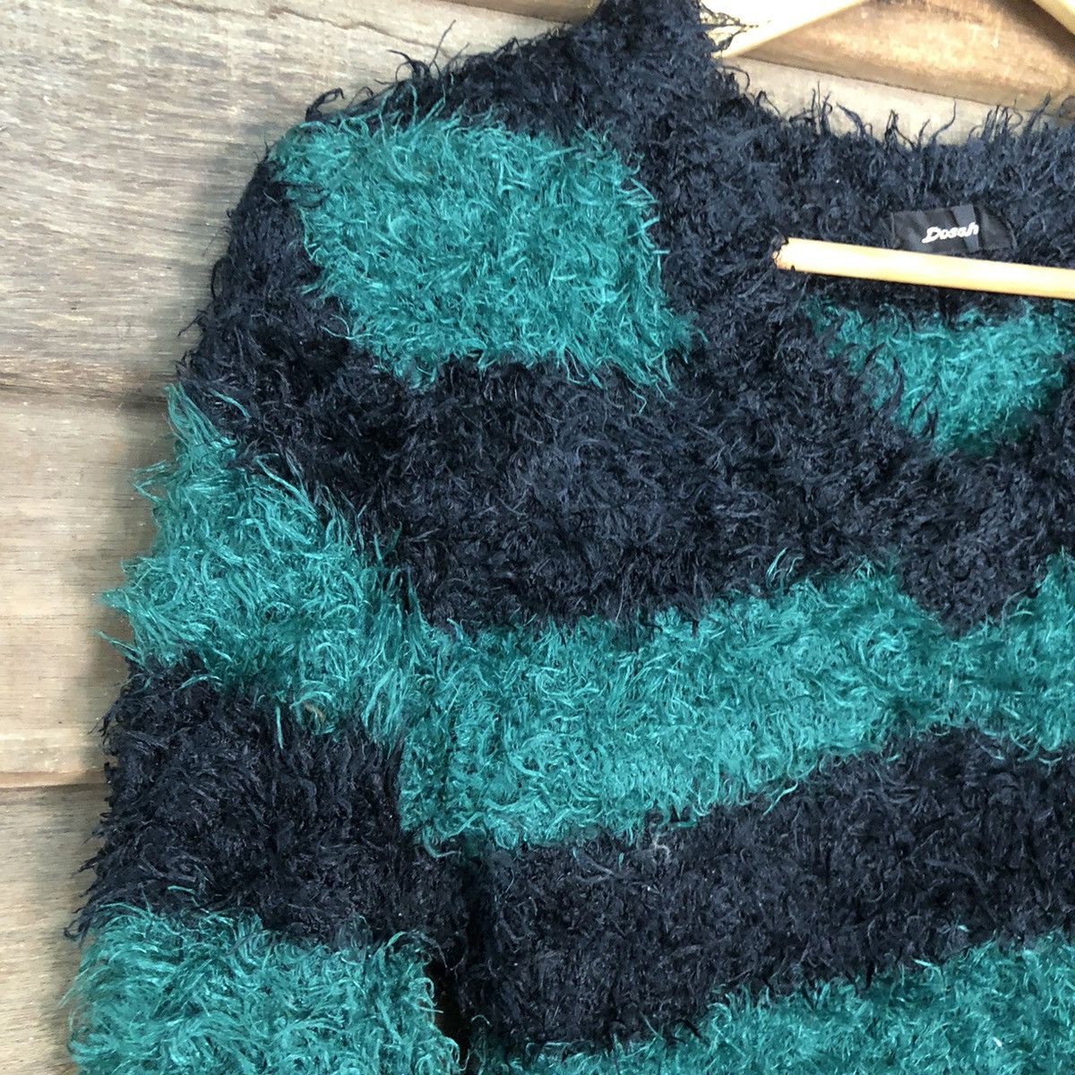 Vintage Dosch stripe Green Shag Shaggy Fur Mohair Knitwear #6958 Size M / US 6-8 / IT 42-44 - 6 Thumbnail