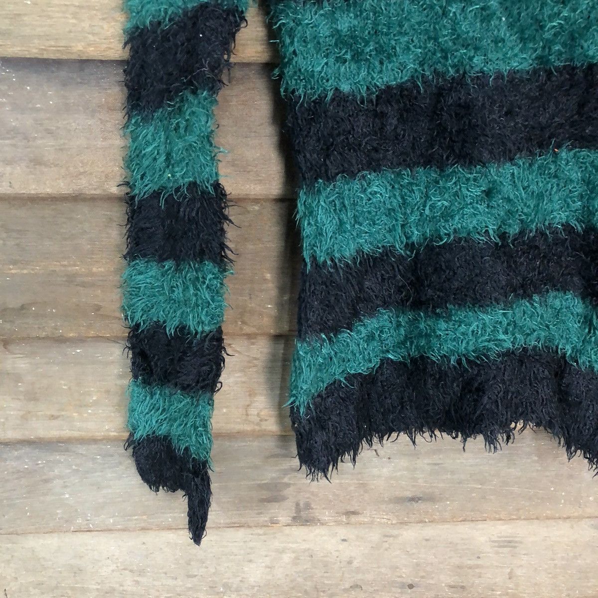 Vintage Dosch stripe Green Shag Shaggy Fur Mohair Knitwear #6958 Size M / US 6-8 / IT 42-44 - 4 Thumbnail