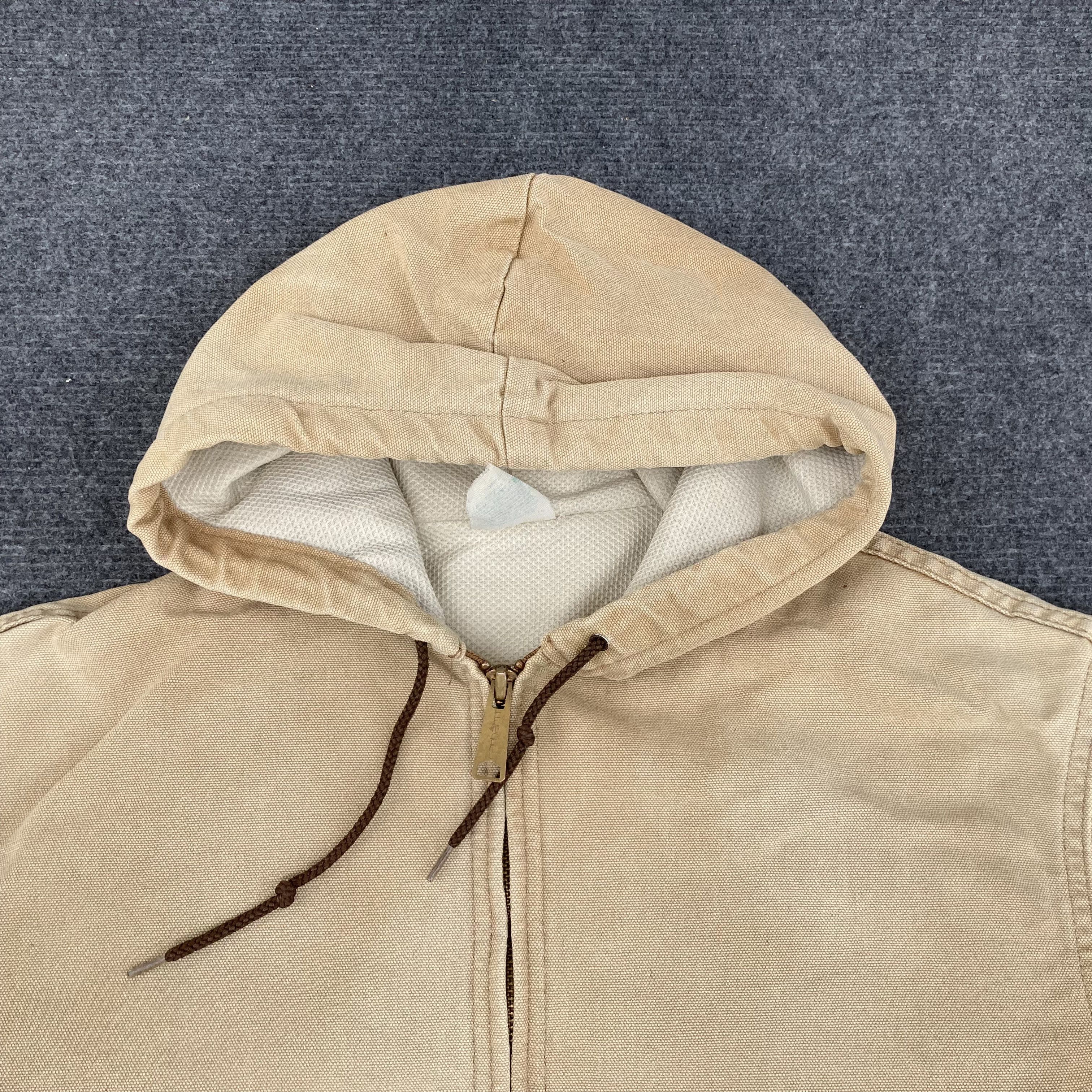 Carhartt × Vintage Vtg Carhartt Hooded Sun Faded Brown Workwear Jacket Size US L / EU 52-54 / 3 - 2 Thumbnail
