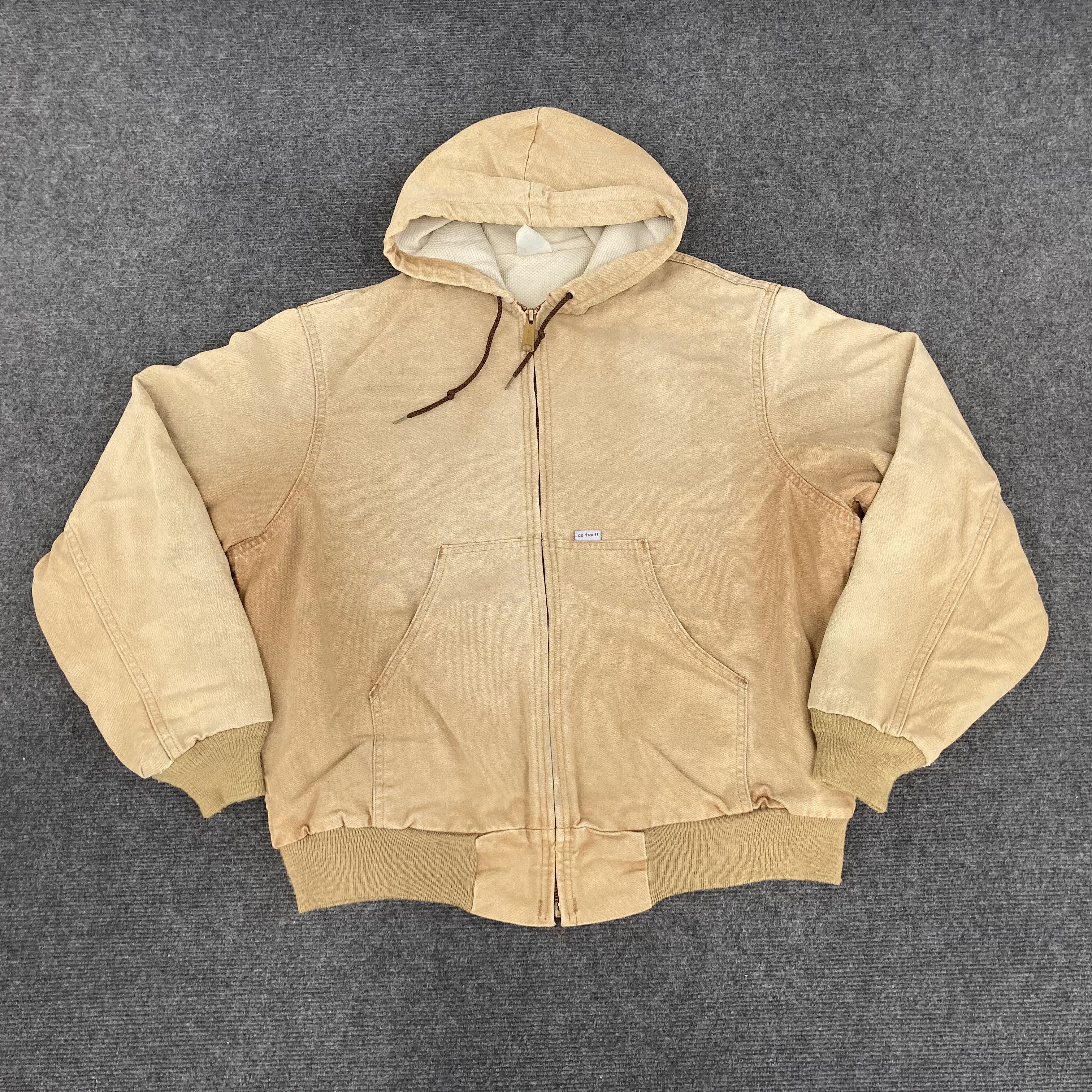 Carhartt × Vintage Vtg Carhartt Hooded Sun Faded Brown Workwear Jacket Size US L / EU 52-54 / 3 - 1 Thumbnail