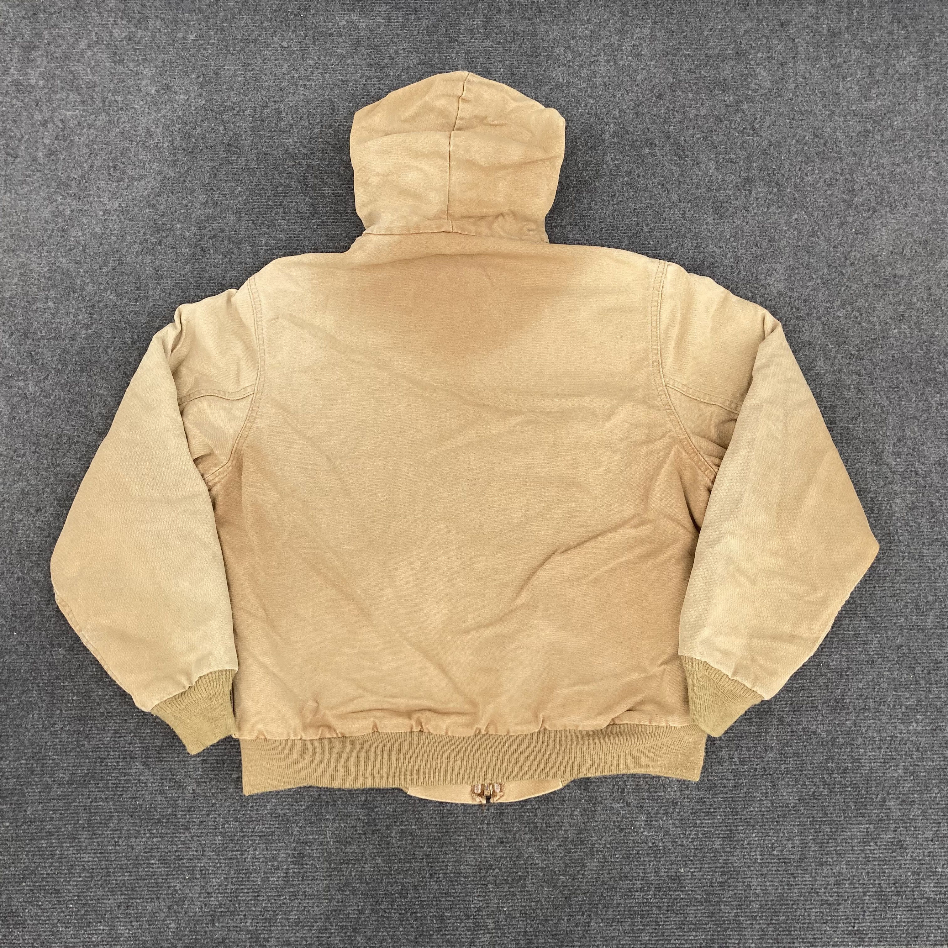 Carhartt × Vintage Vtg Carhartt Hooded Sun Faded Brown Workwear Jacket Size US L / EU 52-54 / 3 - 6 Thumbnail