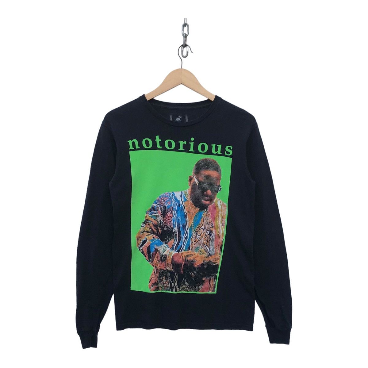 image of Notorious Biggie Rap Tee Hip Hop Longsleeve Shirt in Black, Men's (Size Small)