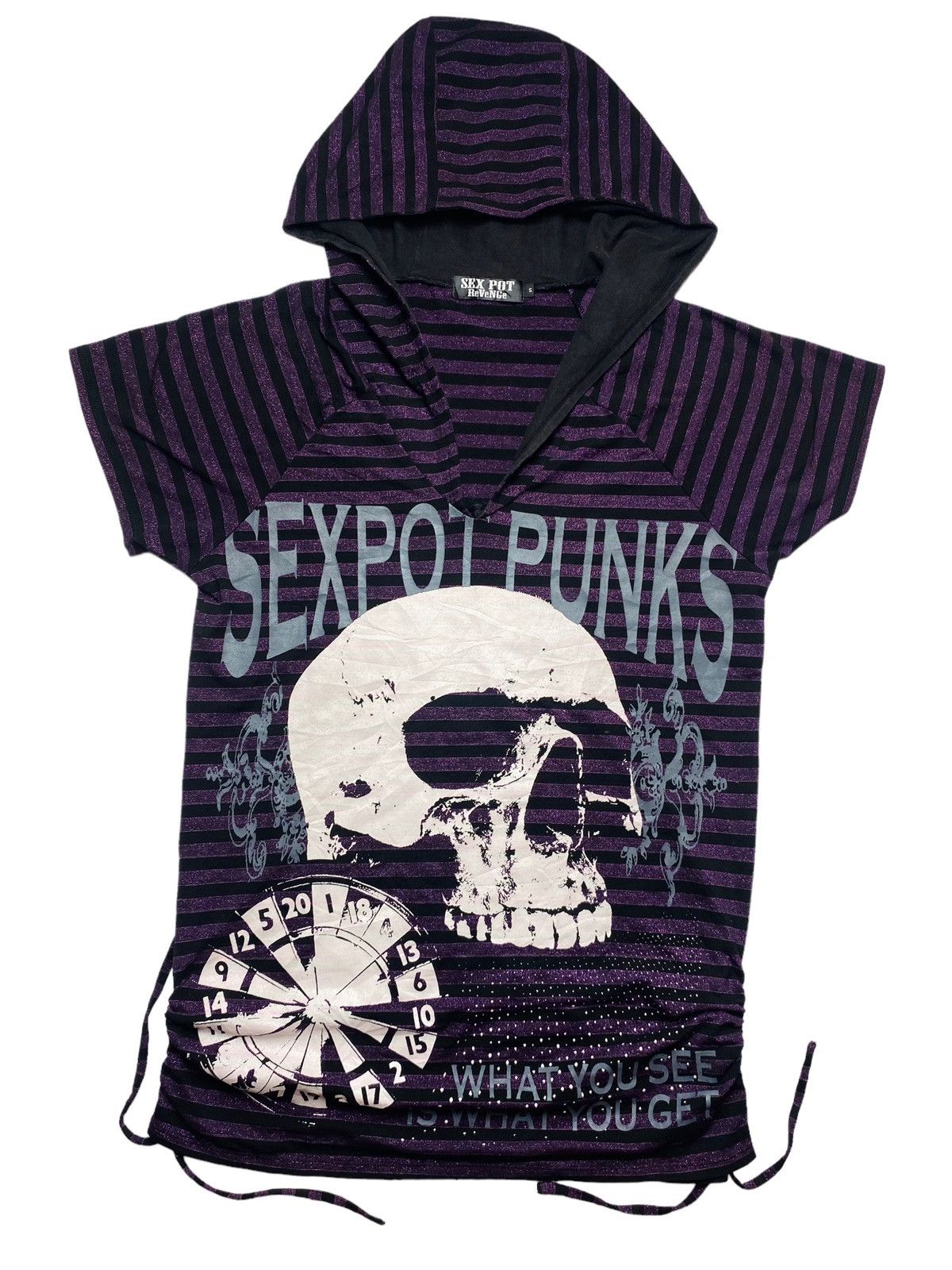 image of Hysteric Glamour 2000S Sexpot Punks - Stripped Purple Short Hooded, Women's (Size Medium)