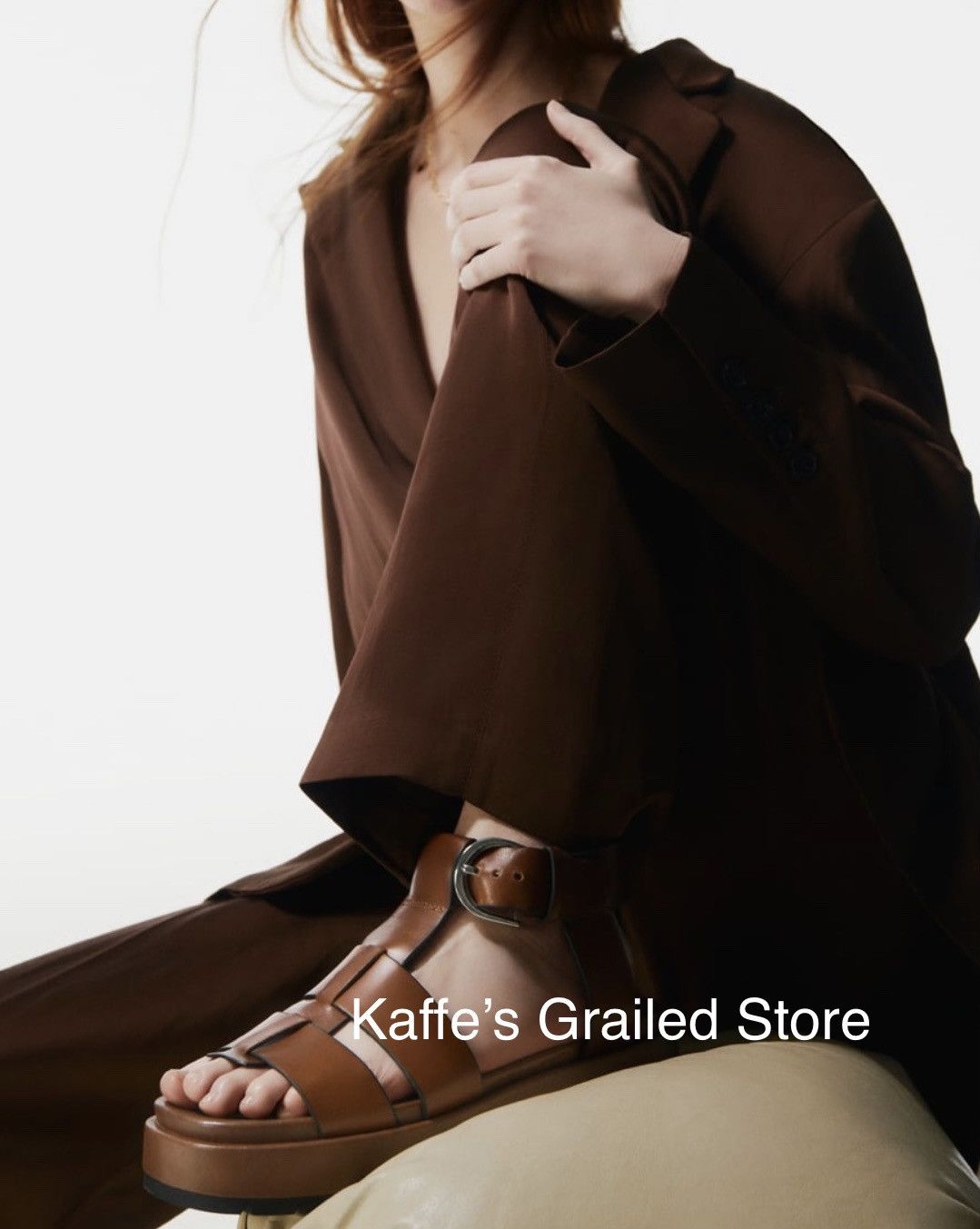 image of Zara X Leather Sandals in Brown, Women's (Size 9)