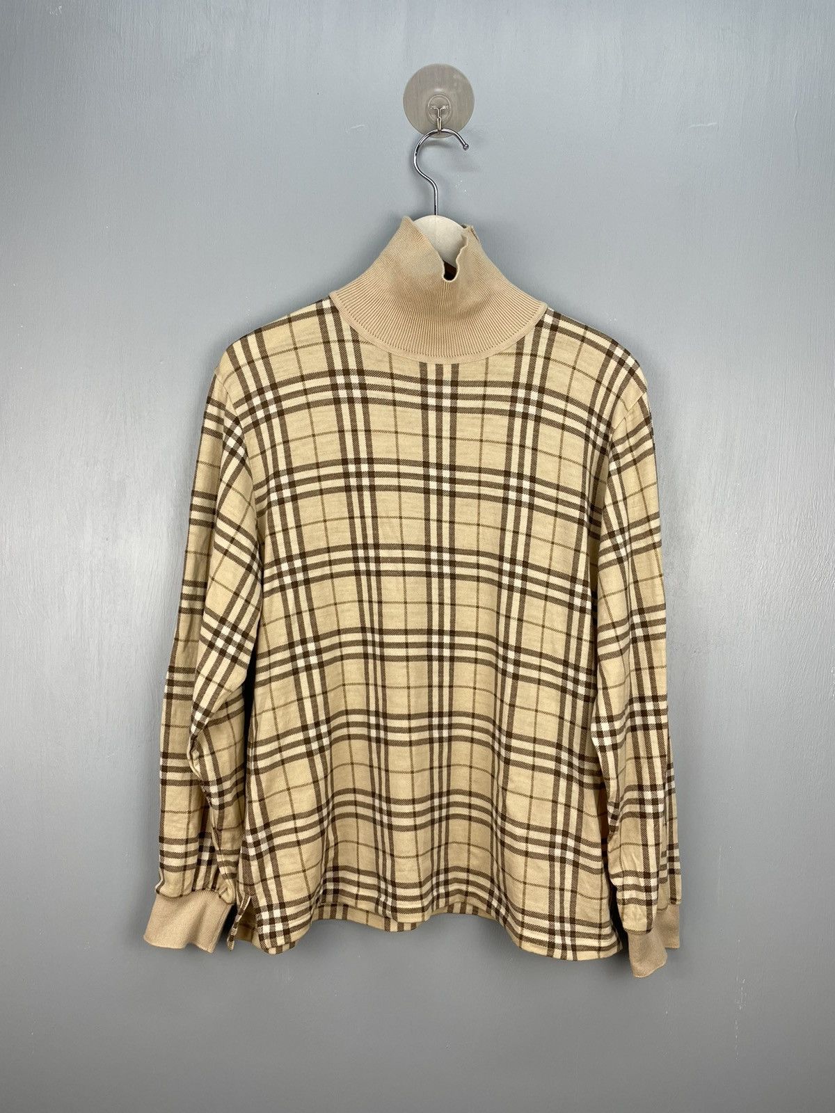 Burberry Vintage Burberrys nova check turtleneck wool shirt Size L / US 10 / IT 46 - 1 Thumbnail